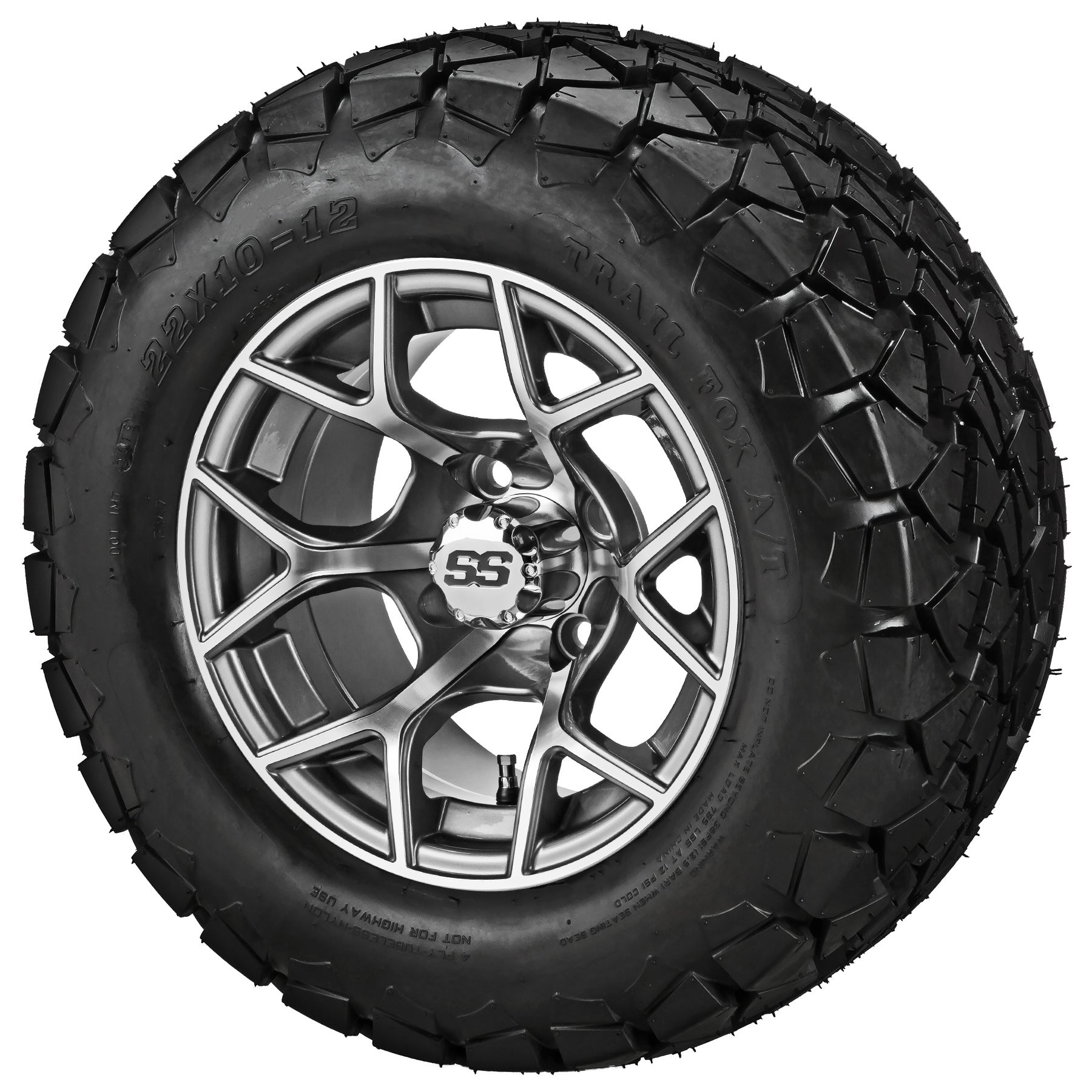 LSI 12' Ninja Gun Metal Gray & Machined Wheel and Lifted Tire Combo