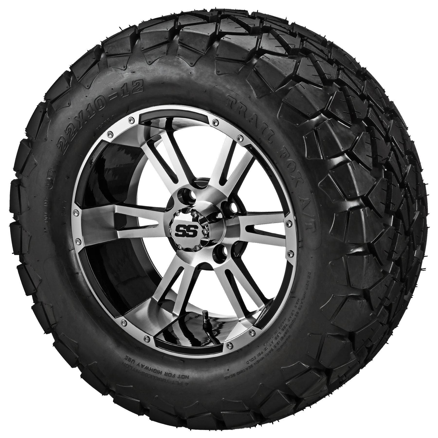 LSI 12' Raptor Black & Machined Wheel and Lifted Tire Combo