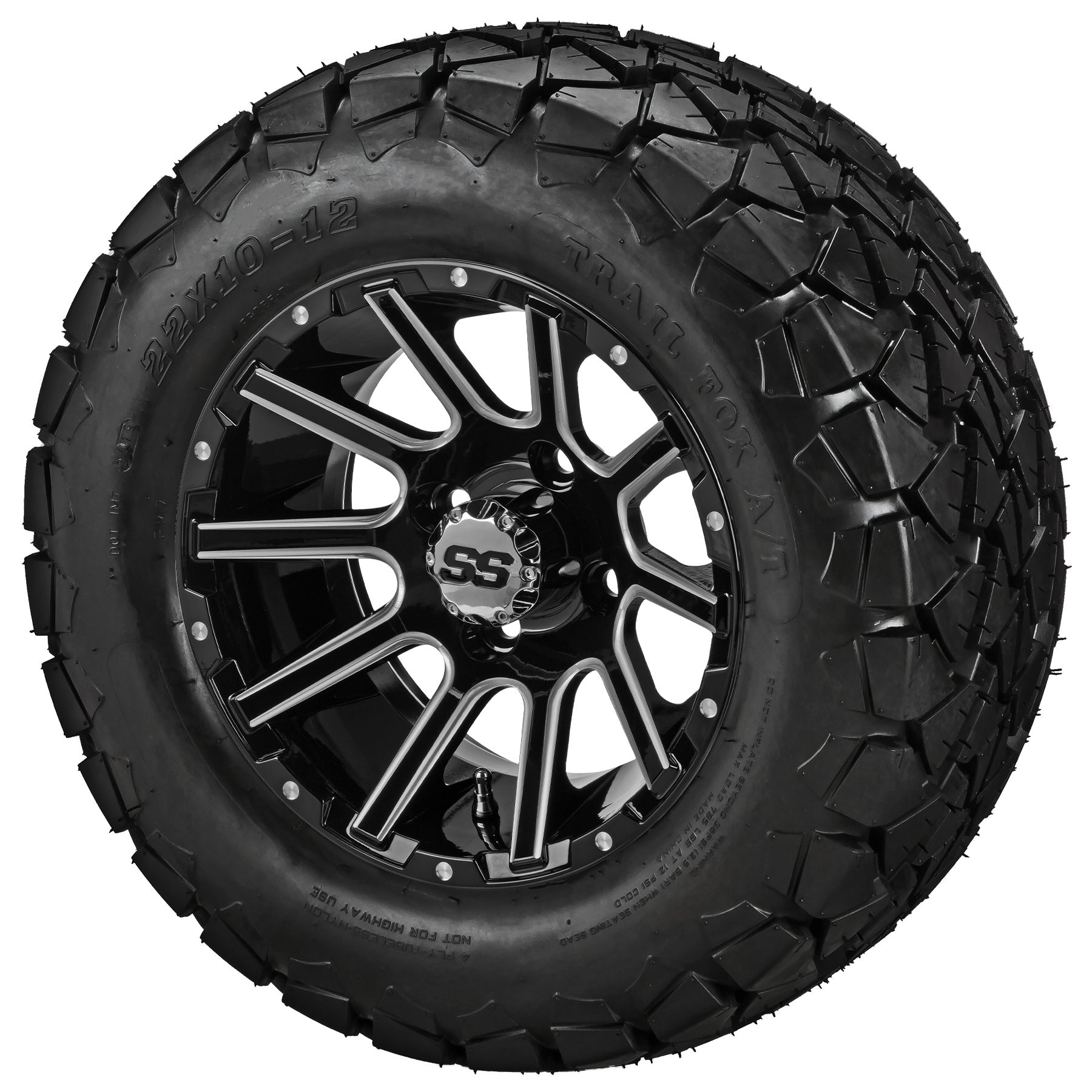 LSI 12' Venom Black & Machined Wheel and Lifted Tire Combo