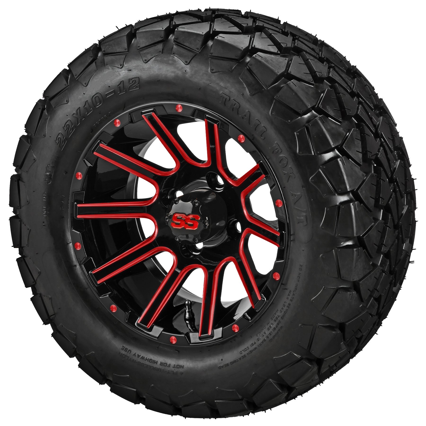 LSI 12' Venom Black & Red Wheel and Lifted Tire Combo