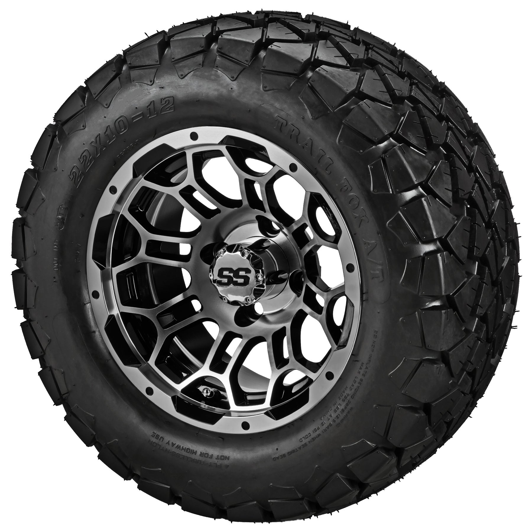 LSI 12' Hercules Black & Machined Wheel and Lifted Tire Combo