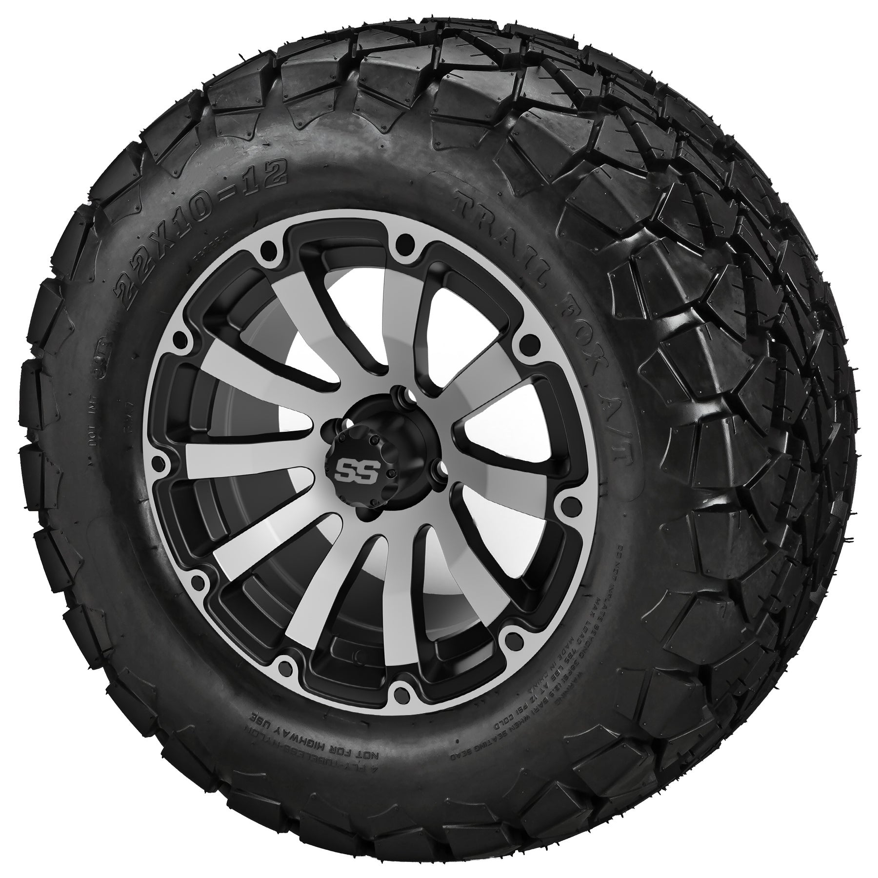 LSI 12' Beast Black & Machined Wheel and Lifted Tire Combo