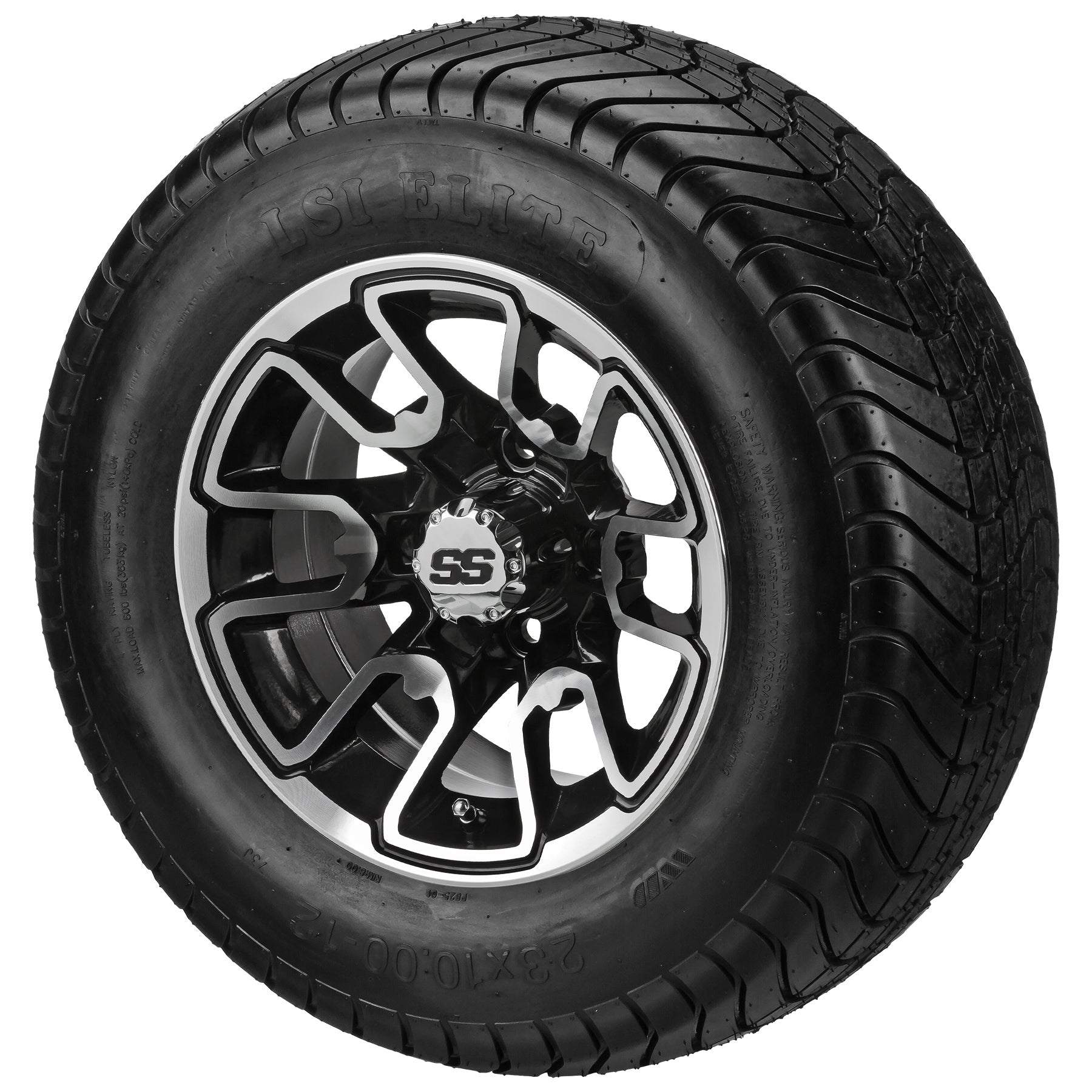 LSI 12' Tombstone Black & Machined Wheel and Lifted Tire Combo