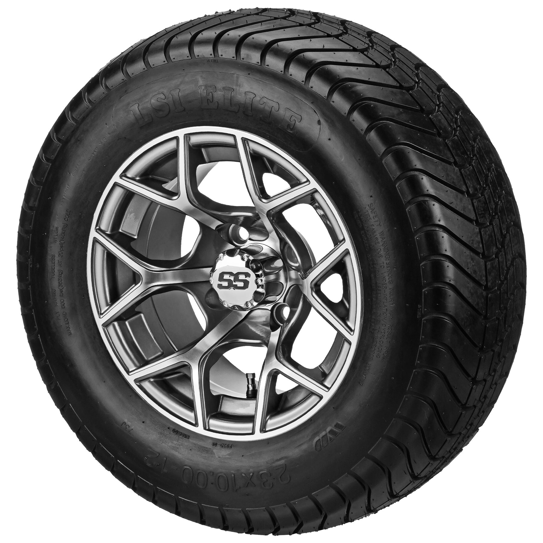 LSI 12' Ninja Gun Metal Gray & Machined Wheel and Lifted Tire Combo