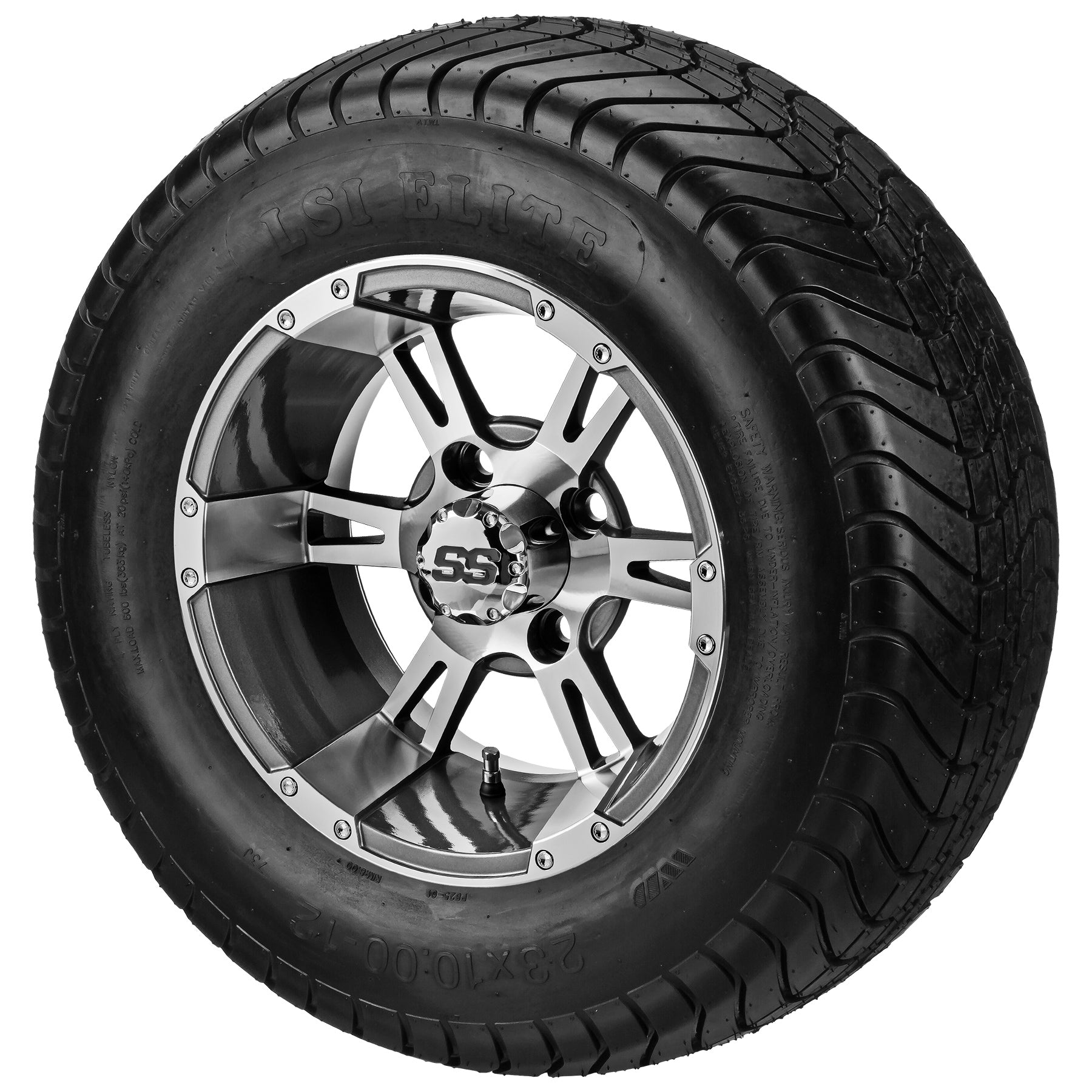 LSI 12' Raptor Gun Metal Gray & Machined Wheel and Lifted Tire Combo