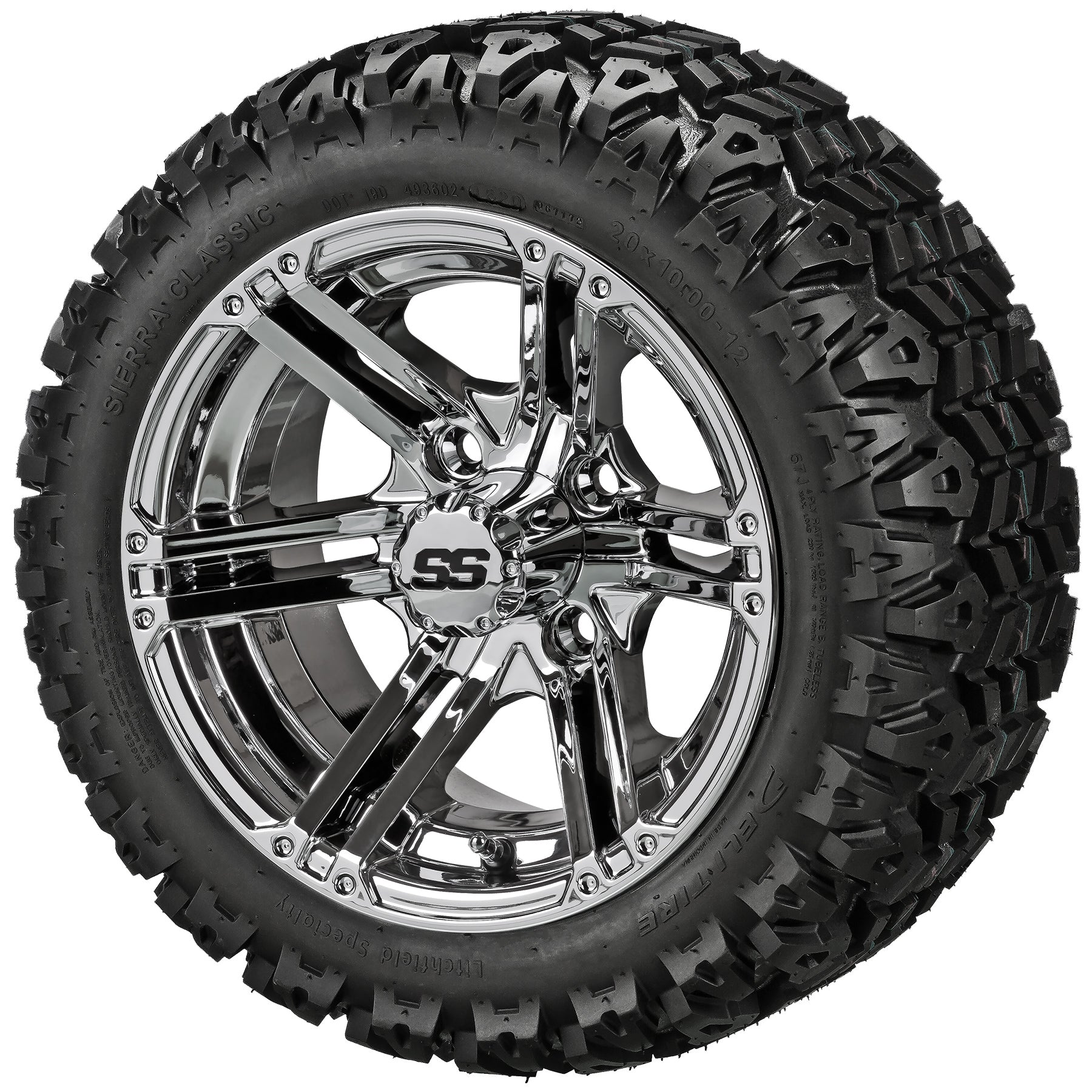 LSI 12' Yukon Mirror Wheel and Lifted Tire Combo (Centered)