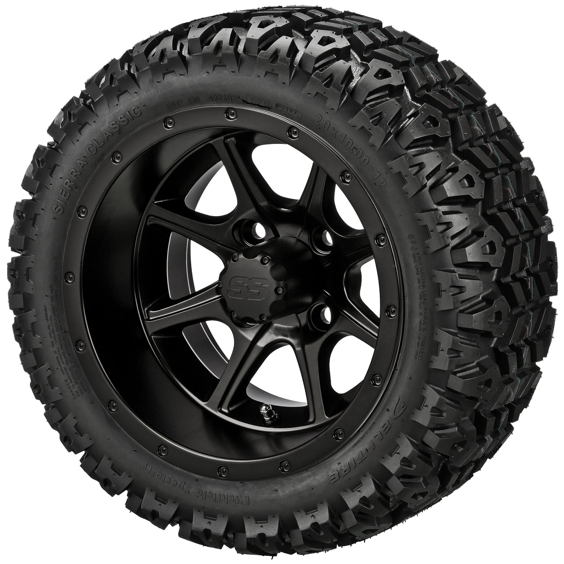 LSI 12' Azusa Matte Black Wheel and Lifted Tire Combo