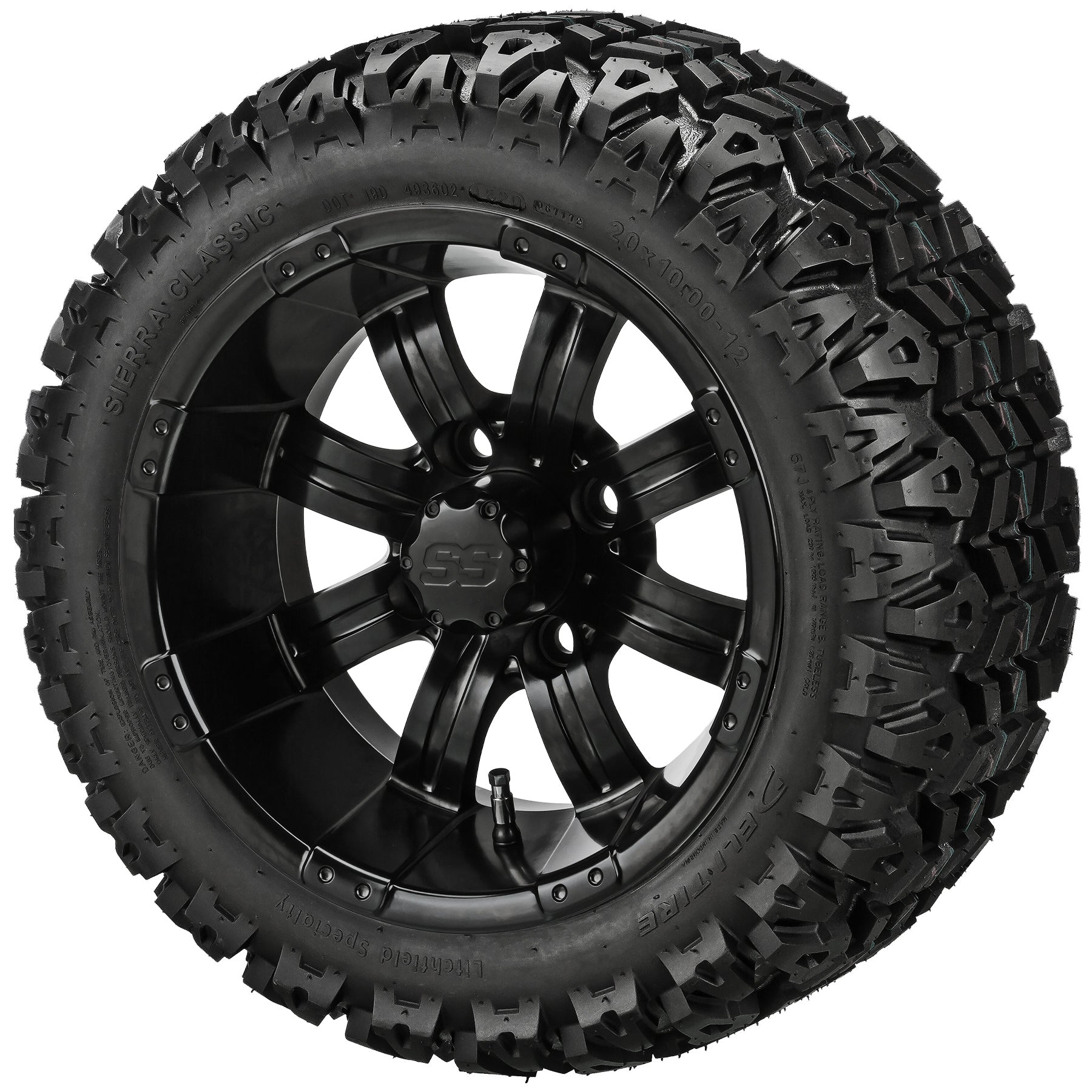 LSI 12' Casino Matte Black Wheel and Lifted Tire Combo