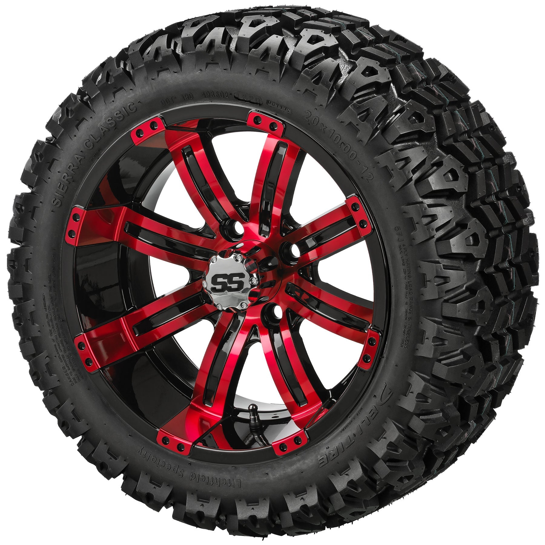 LSI 12' Casino Black & Red Wheel and Lifted Tire Combo