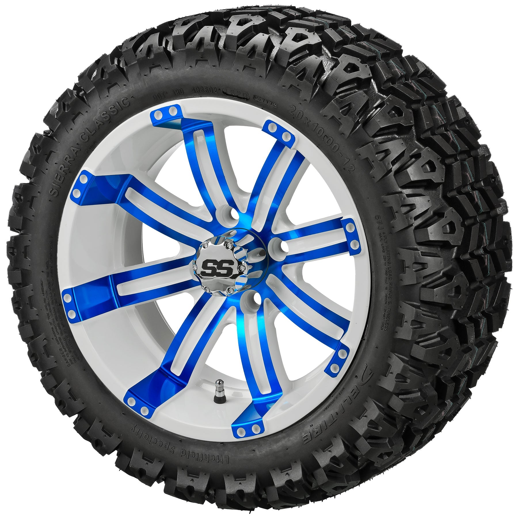 LSI 12' Casino White & Blue Wheel and Lifted Tire Combo