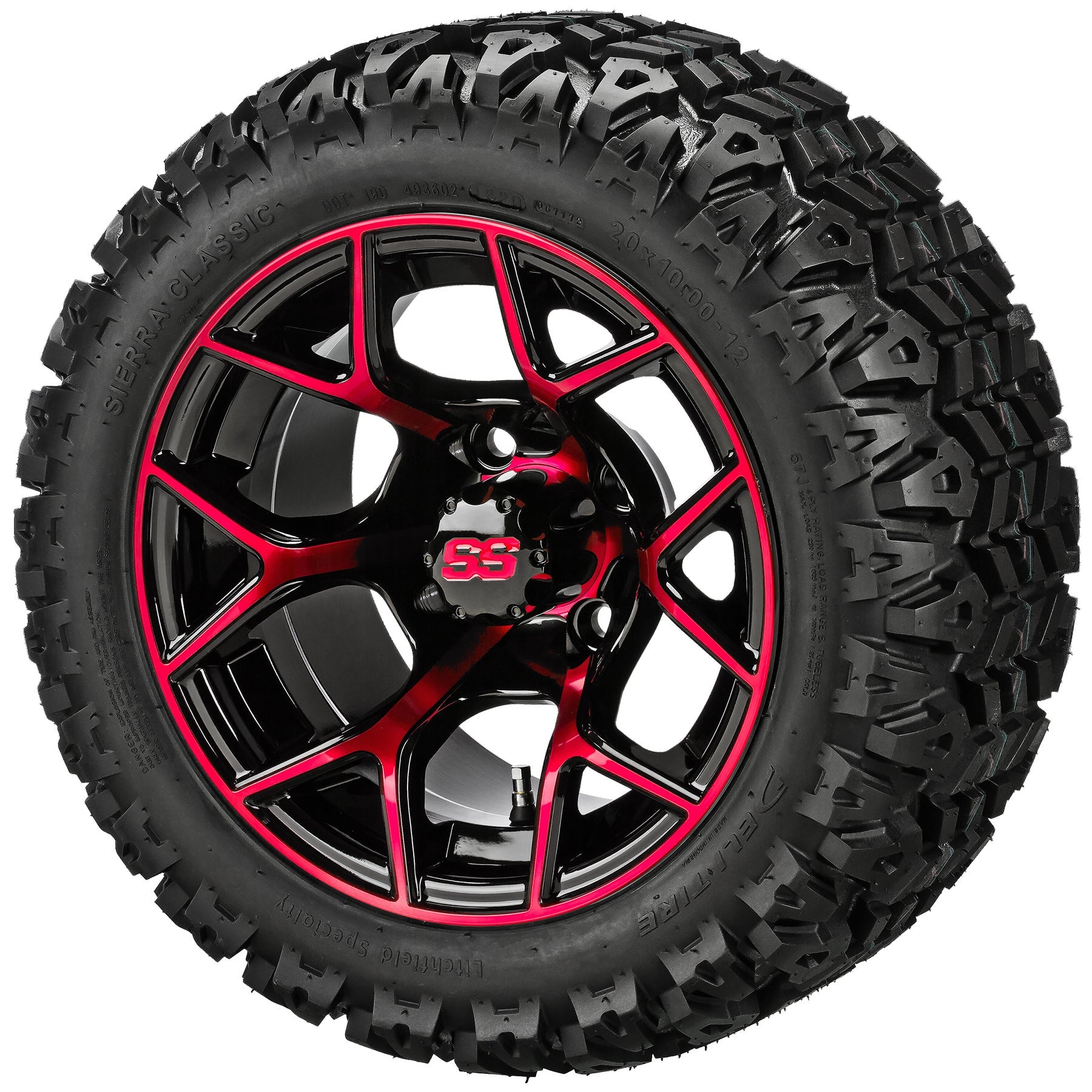 LSI 12' Ninja Black & Red Wheel and Lifted Tire Combo