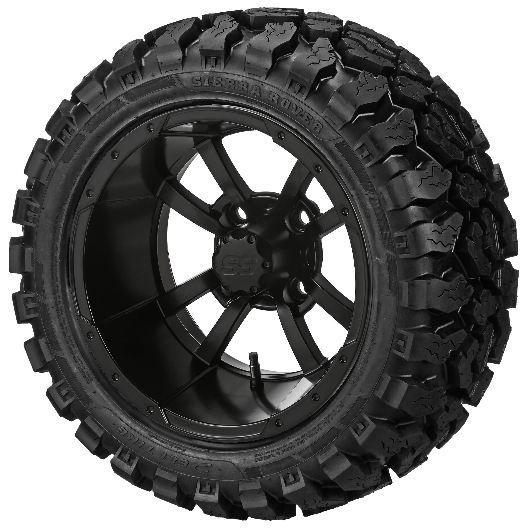 LSI 12' Maltese Cross Matte Black Wheel and Lifted Tire Combo