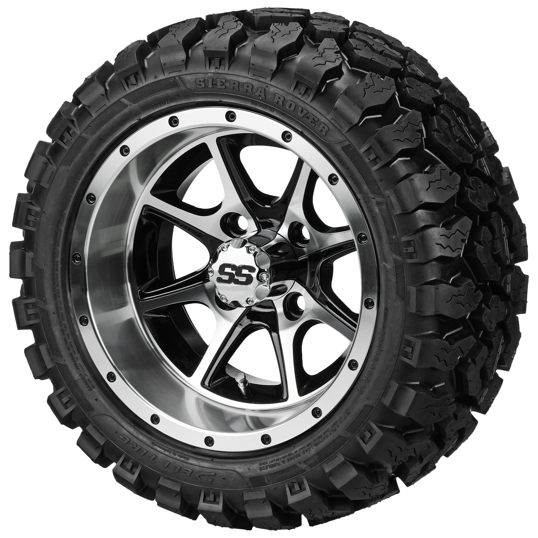 LSI 12' Azusa Black & Machined Wheel and Lifted Tire Combo