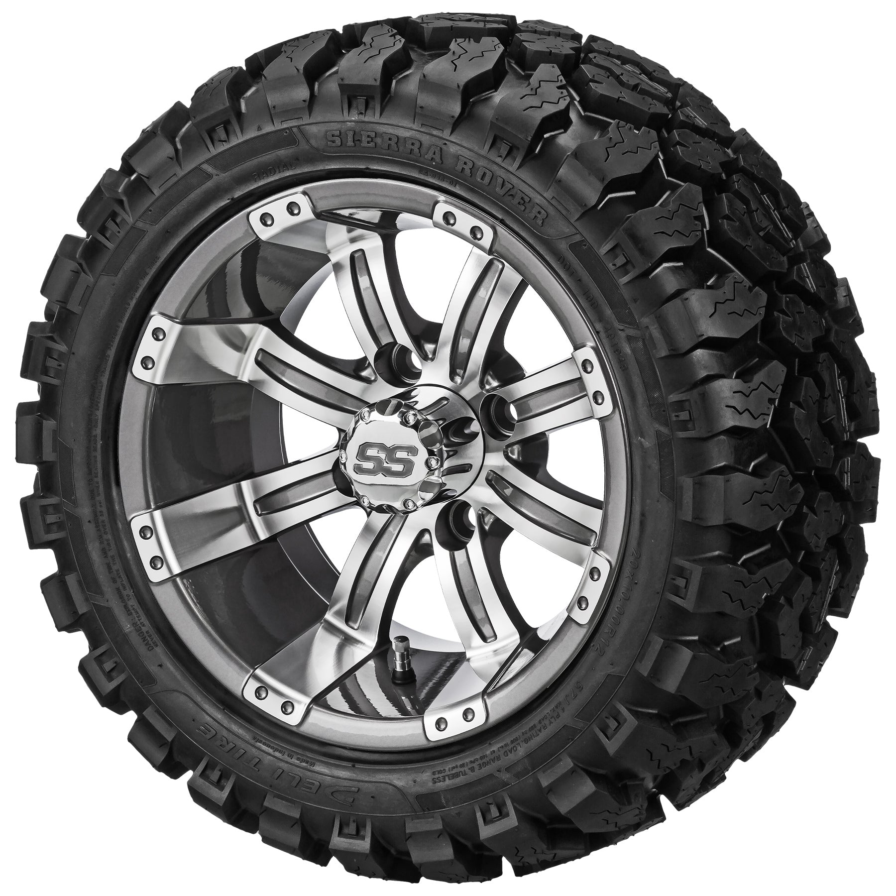 LSI 12' Casino Gun Metal Gray & Machined Wheel and Lifted Tire Combo