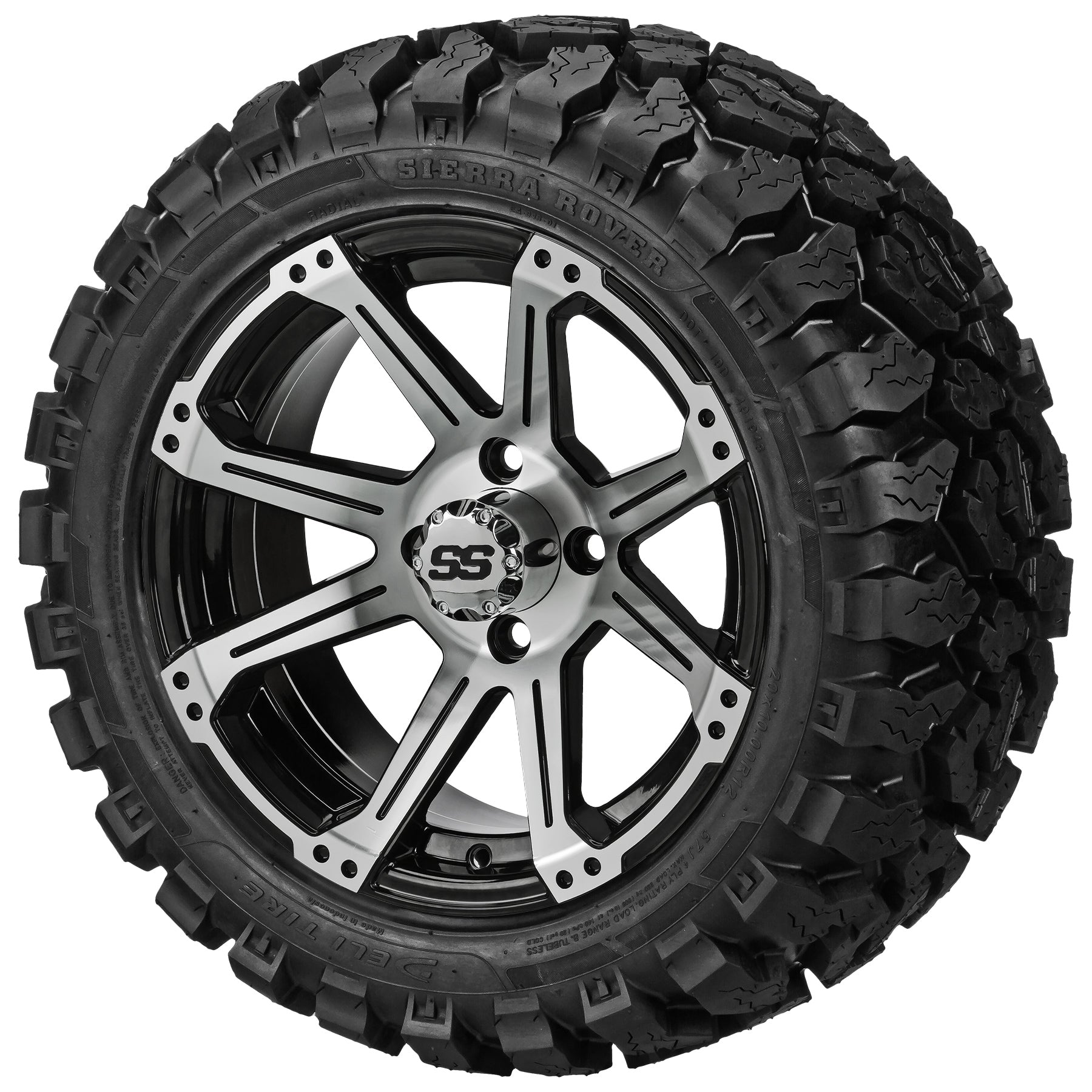 LSI 12' Rampage Black & Machined Wheel and Lifted Tire Combo