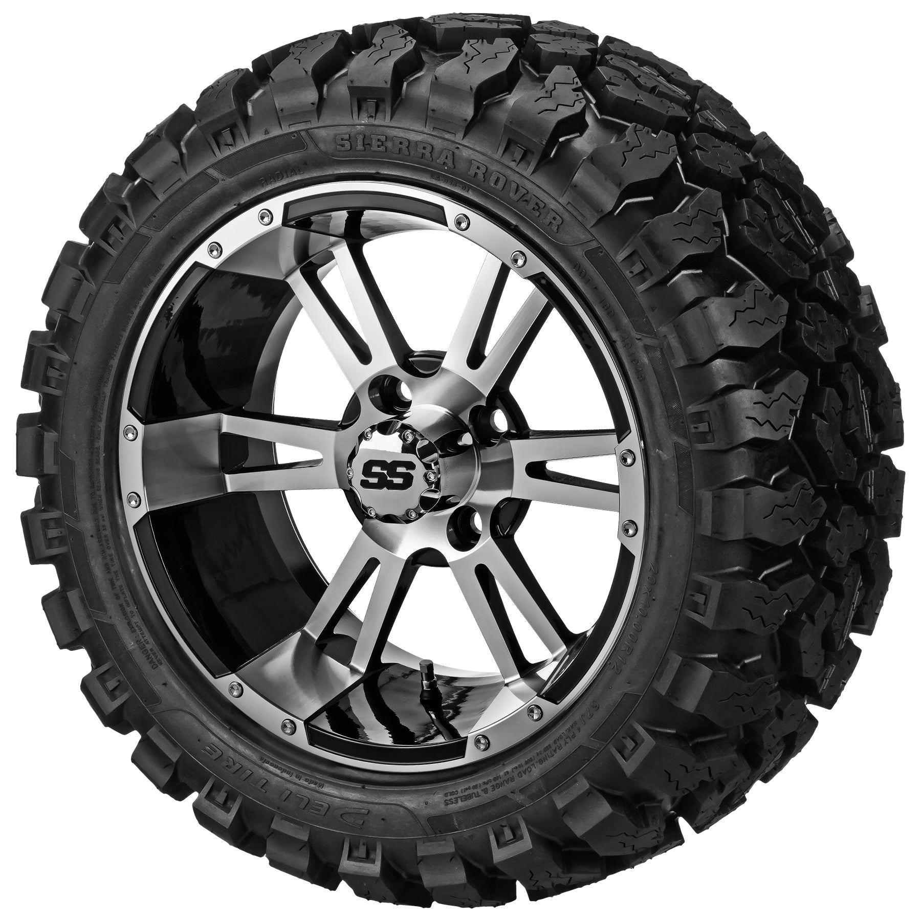 LSI 12' Raptor Black & Machined Wheel and Lifted Tire Combo