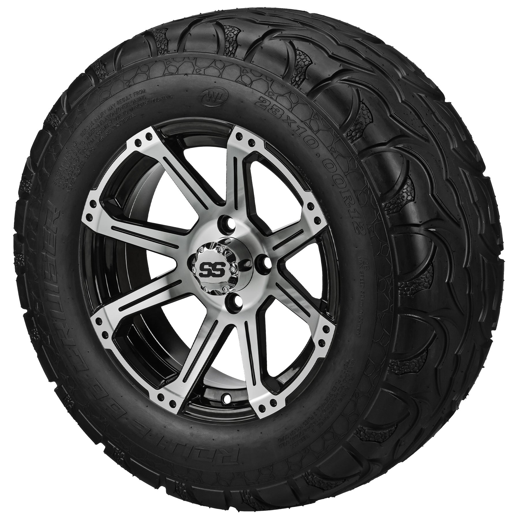 LSI 12' Rampage Black & Machined Wheel and Lifted Tire Combo