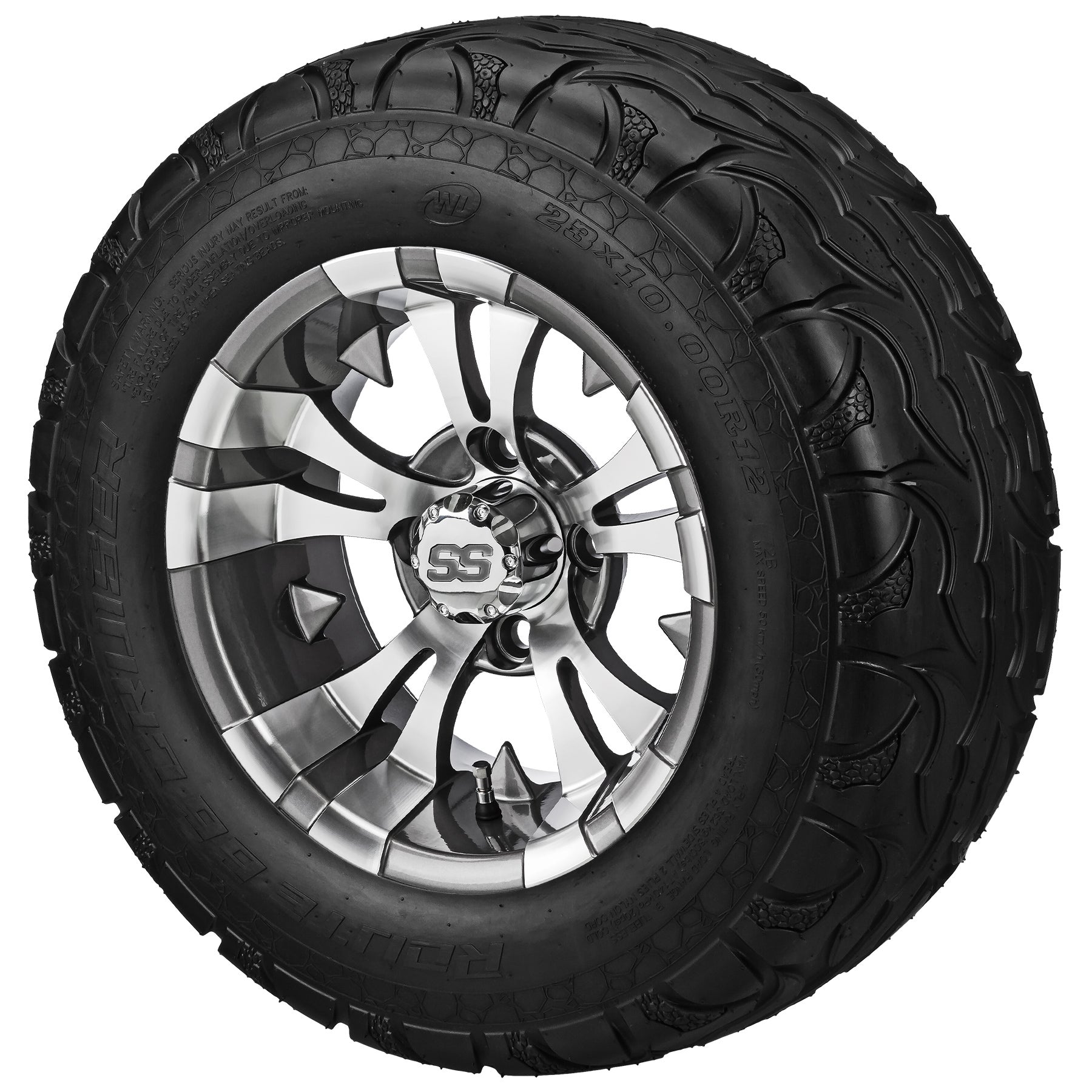 LSI 12' Warlock Gun Metal Gray & Machined Wheel and Lifted Tire Combo