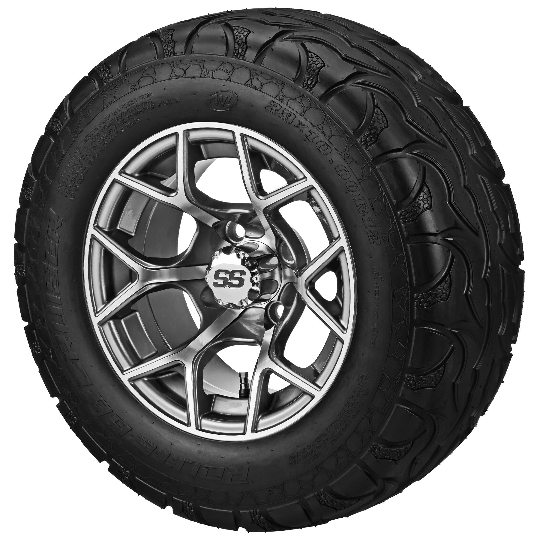 LSI 12' Ninja Gun Metal Gray & Machined Wheel and Lifted Tire Combo