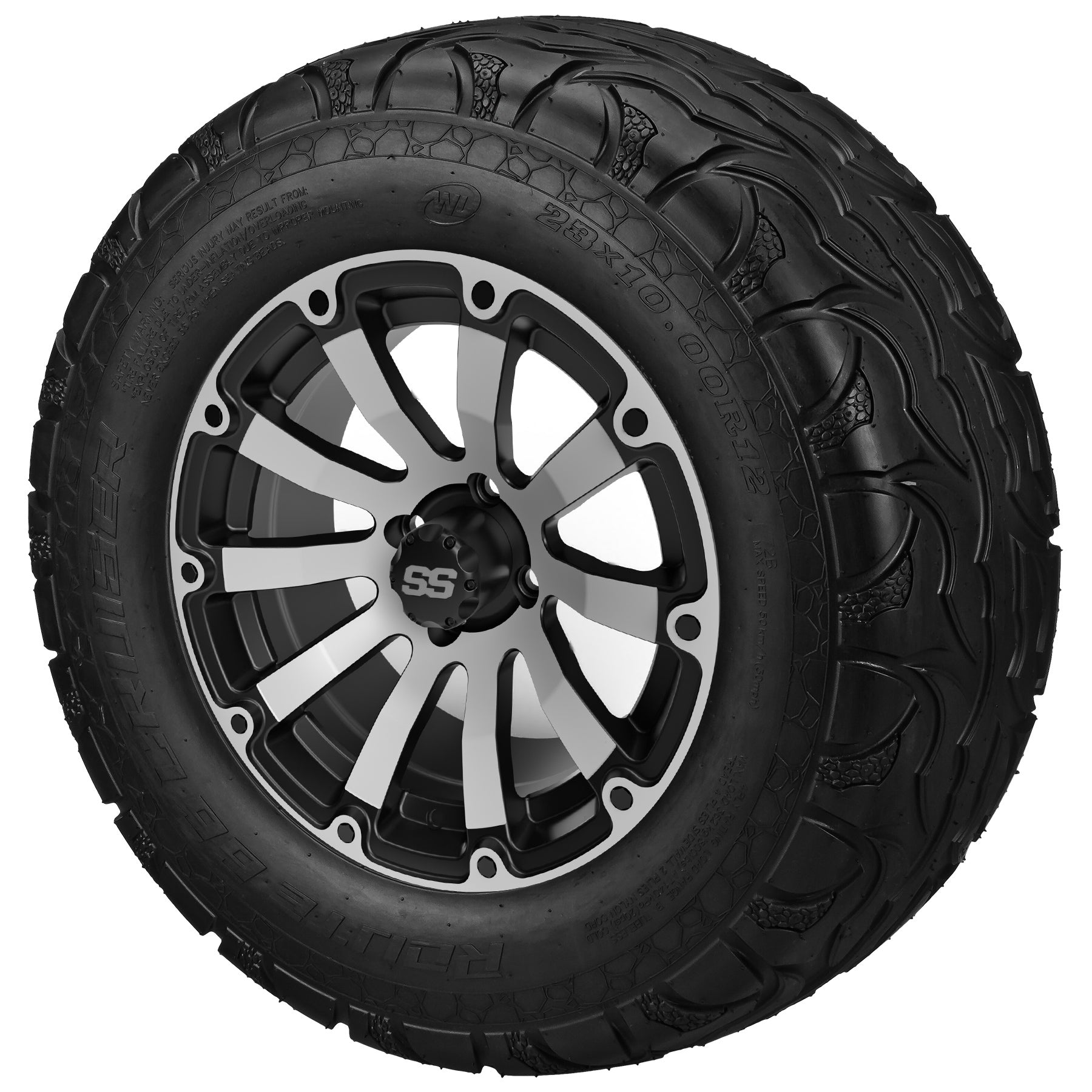 LSI 12' Beast Black & Machined Wheel and Lifted Tire Combo