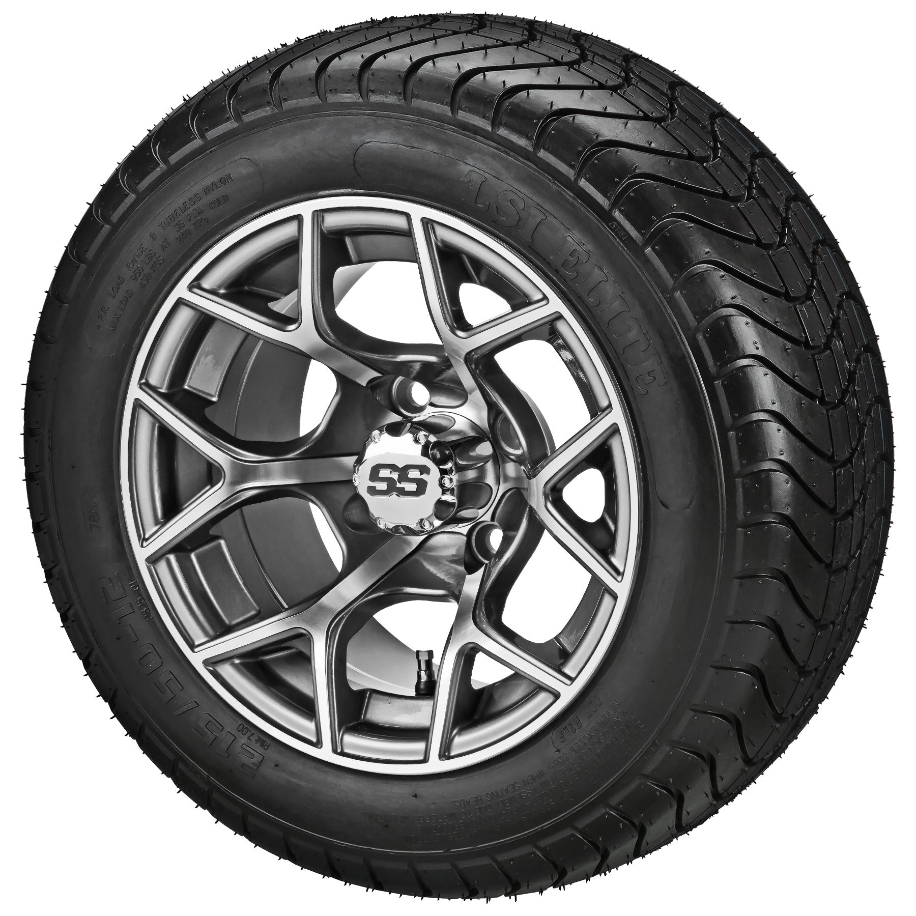 LSI 12' Ninja Gun Metal Gray & Machined Wheel and Low Profile Tire Combo