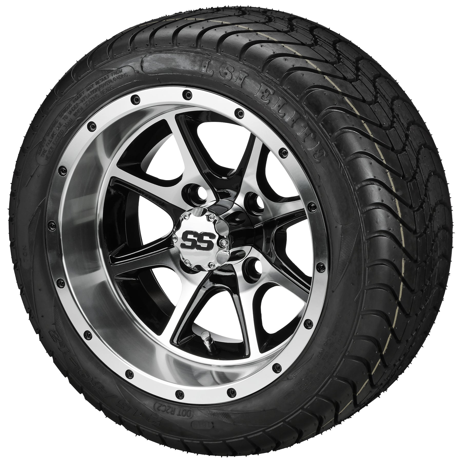LSI 12' Azusa Black & Machined Wheel and Low Profile Tire Combo