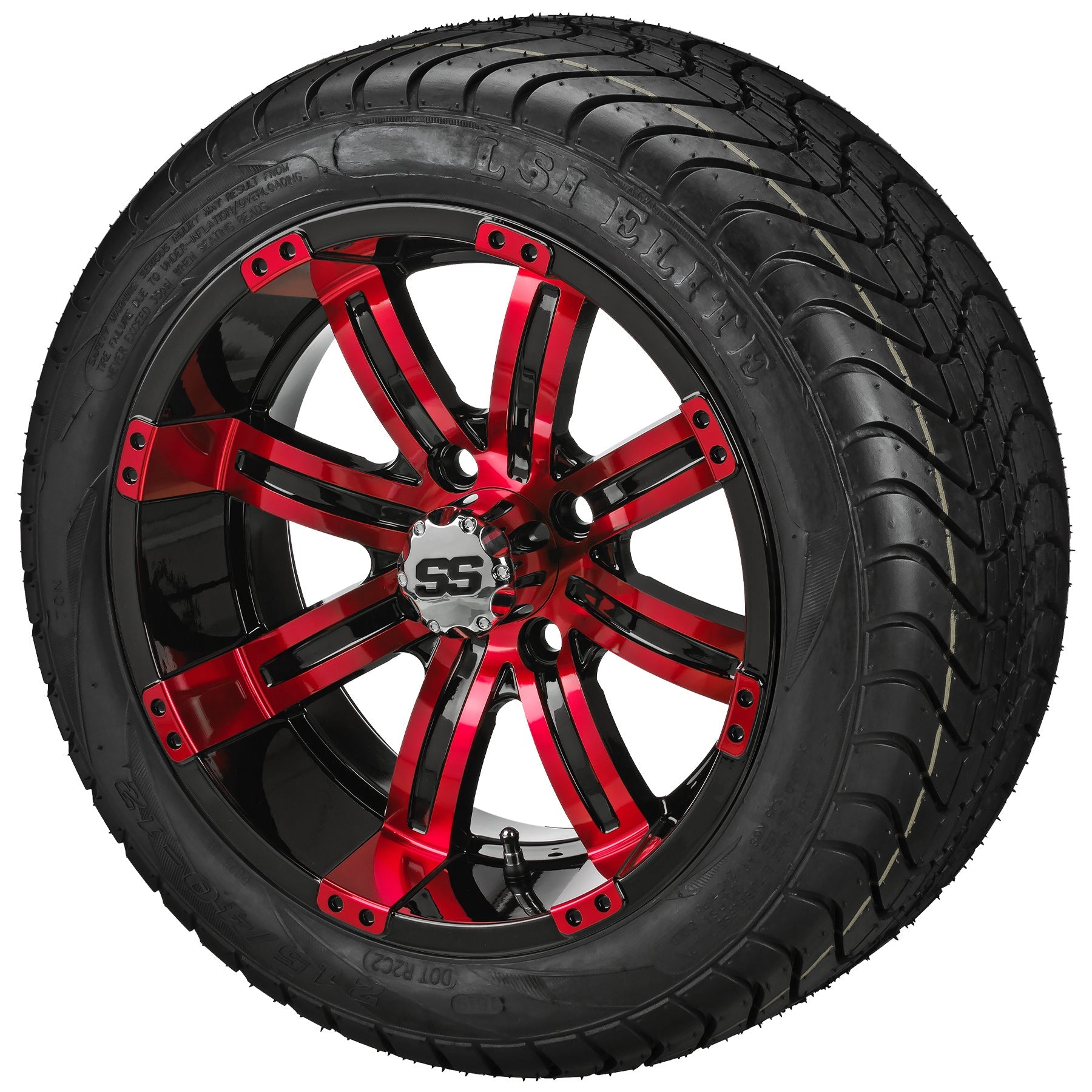 LSI 12' Casino Black & Red Wheel and Low Profile Tire Combo