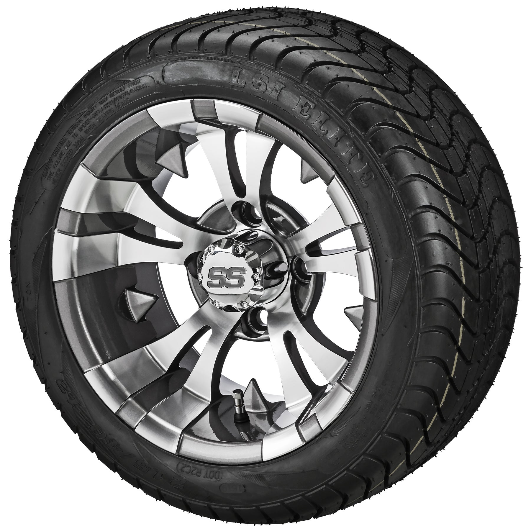 LSI 12' Warlock Gun Metal Gray & Machined Wheel and Low Profile Tire Combo