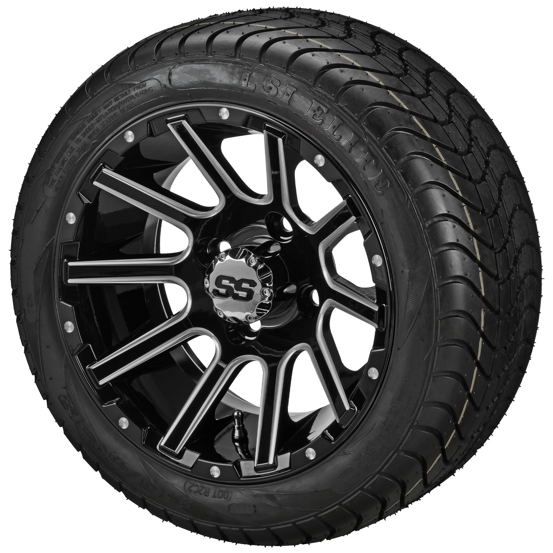 LSI 12' Venom Black & Machined Wheel and Low Profile Tire Combo