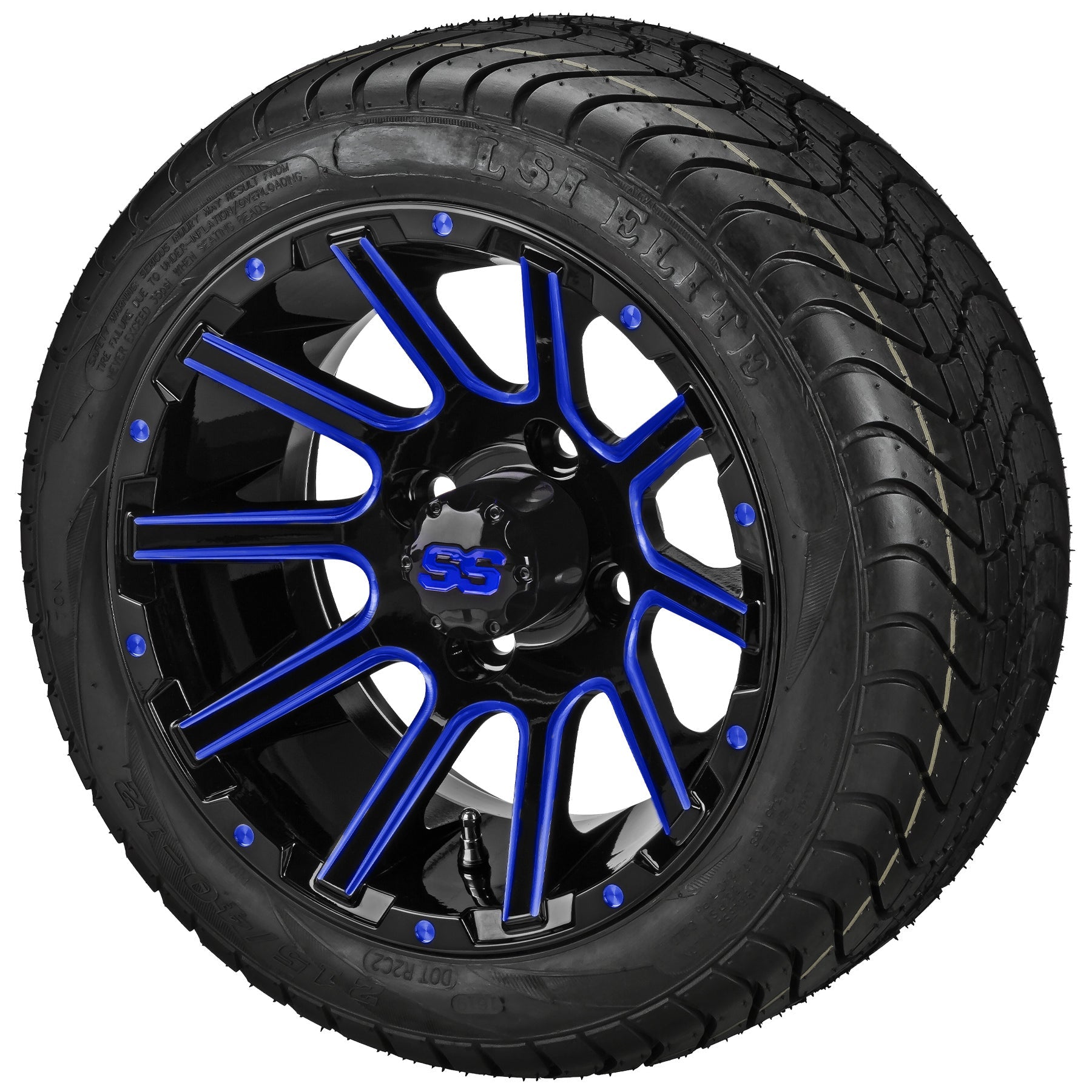 LSI 12' Venom Black & Blue Wheel and Low Profile Tire Combo
