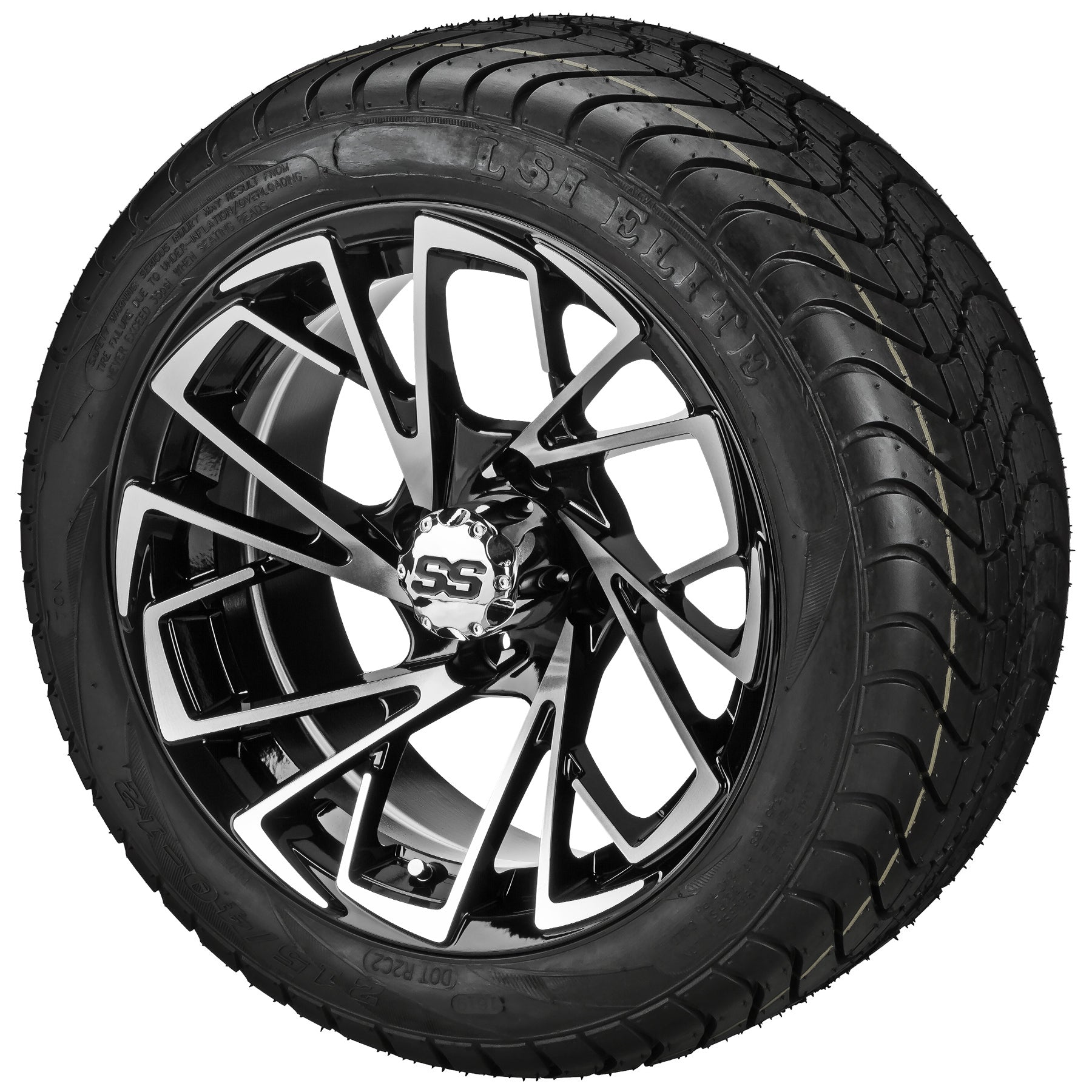 LSI 12' Stinger Black & Machined Wheel and Low Profile Tire Combo