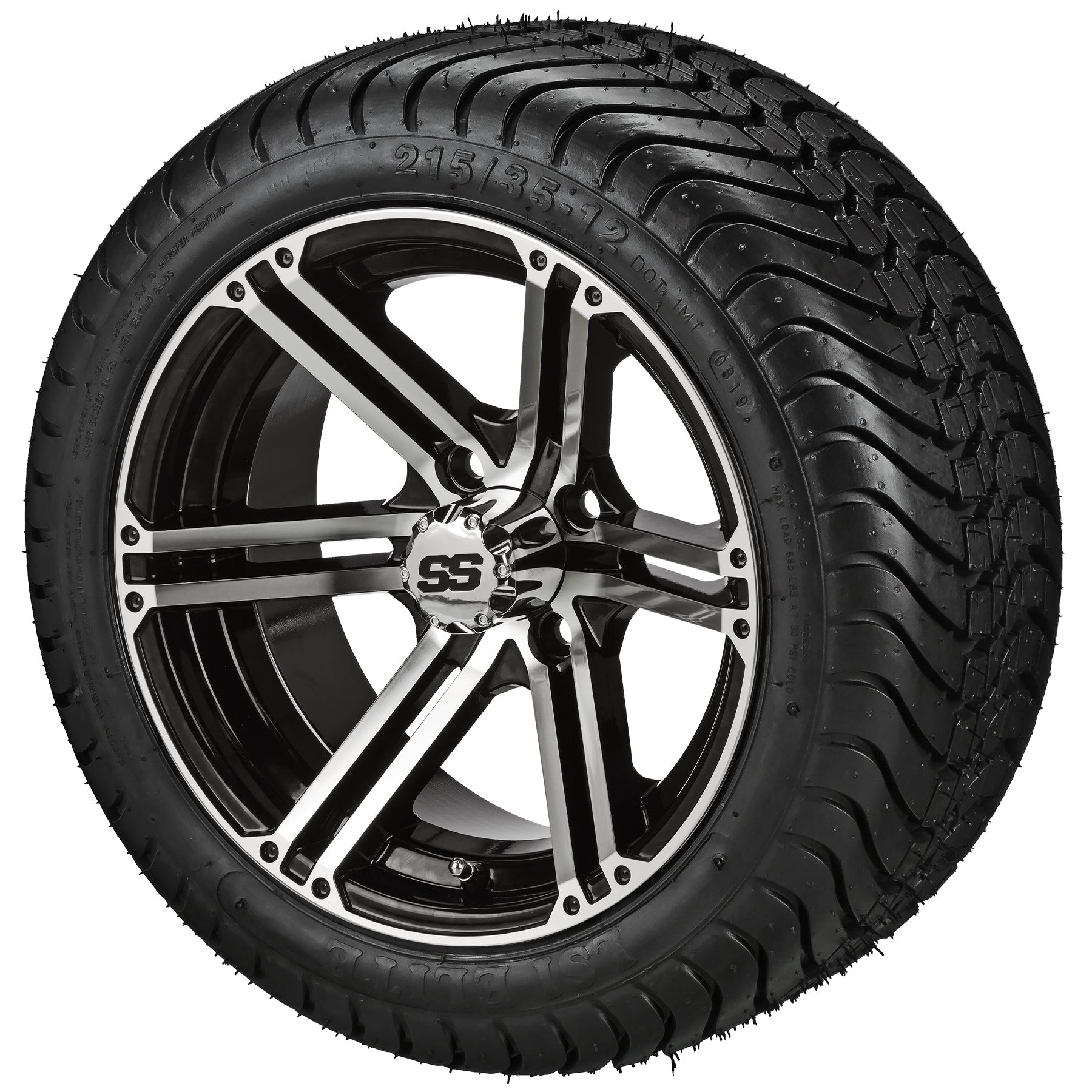 LSI 12' Yukon Black & Machined Wheel and Low Profile Tire Combo (Centered)