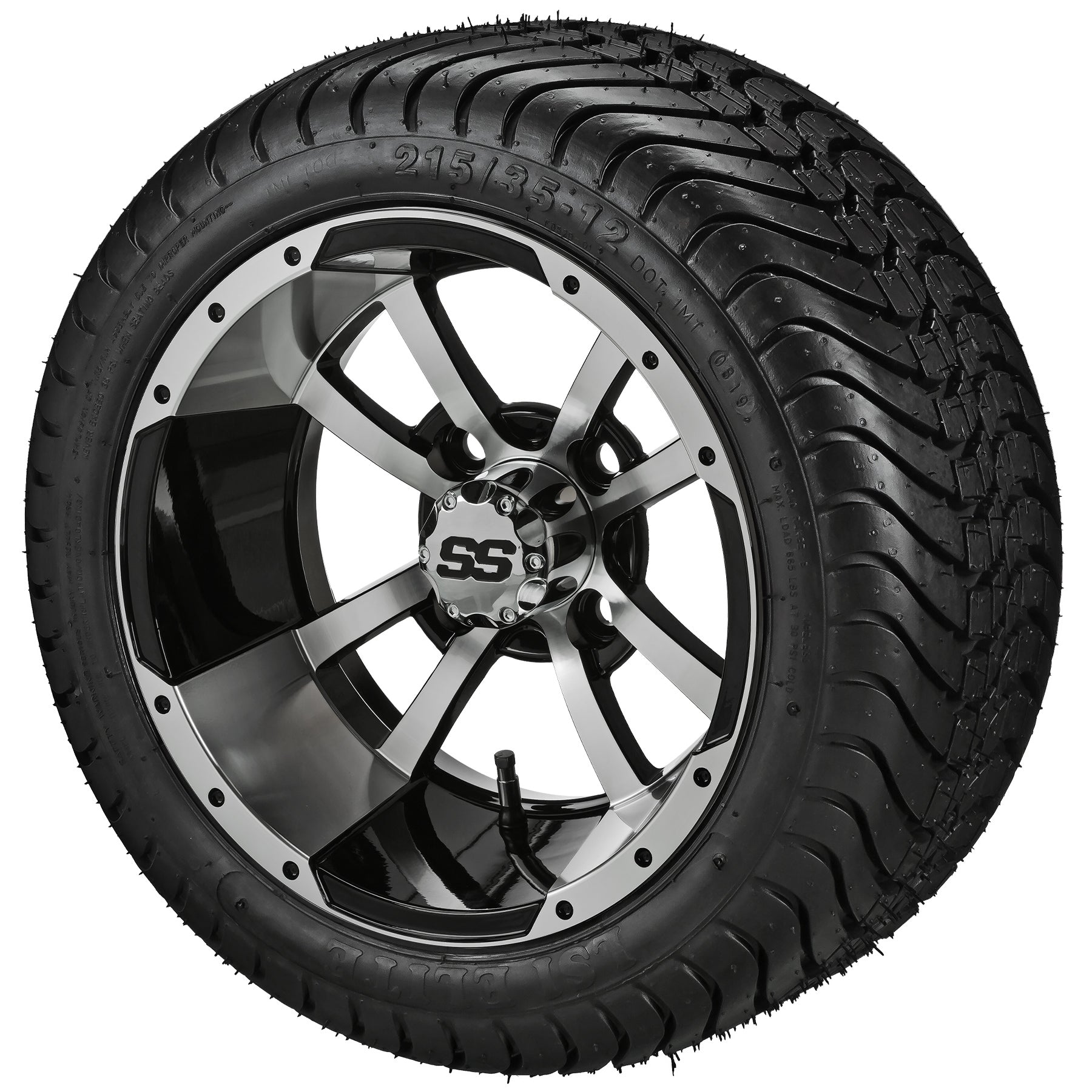 LSI 12' Maltese Cross Black & Machined Wheel and Low Profile Tire Combo