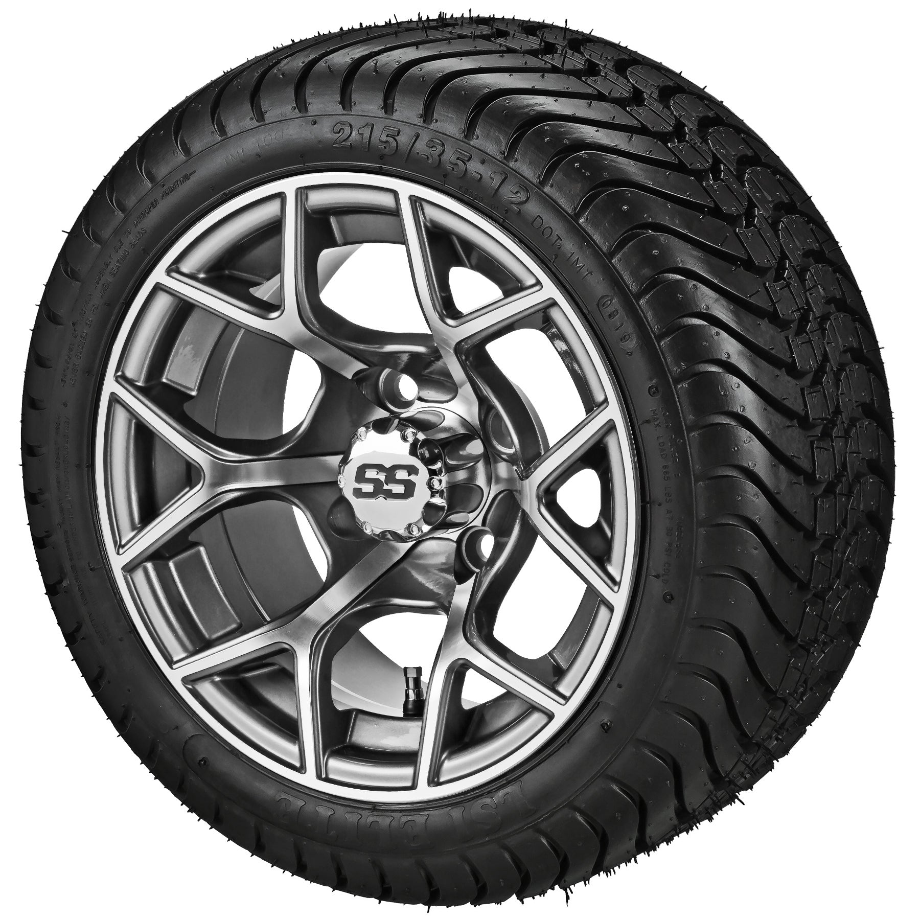 LSI 12' Ninja Gun Metal Gray & Machined Wheel and Low Profile Tire Combo