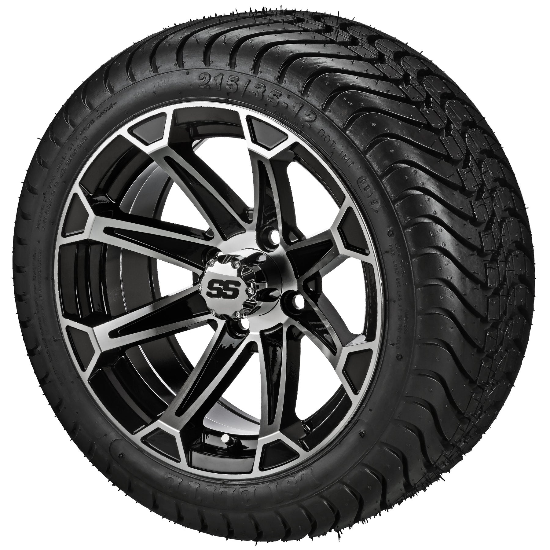 LSI 12' Viking Black & Machined Wheel and Low Profile Tire Combo