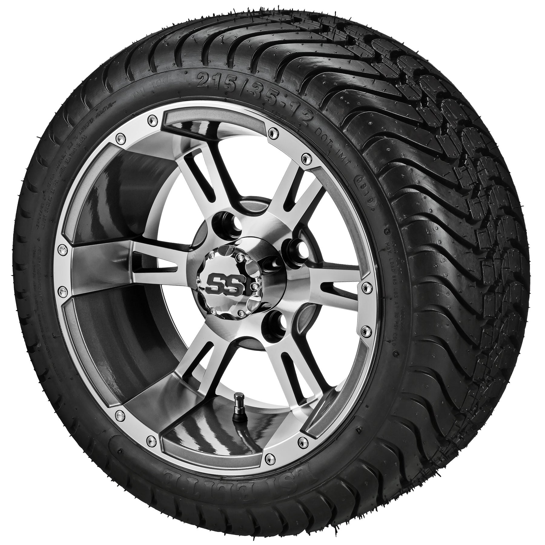 LSI 12' Raptor Gun Metal Gray & Machined Wheel and Low Profile Tire Combo