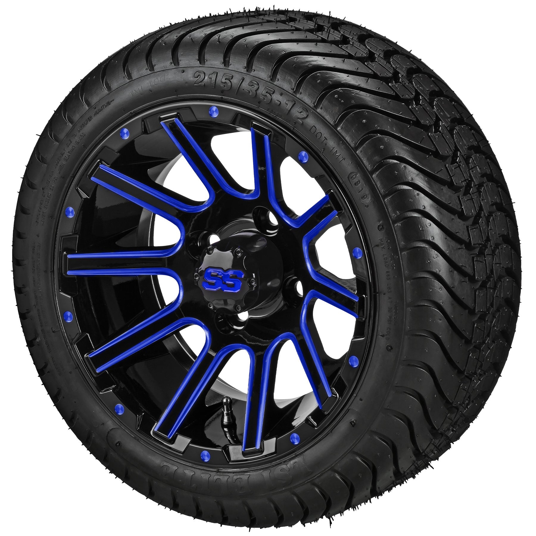 LSI 12' Venom Black & Blue Wheel and Low Profile Tire Combo