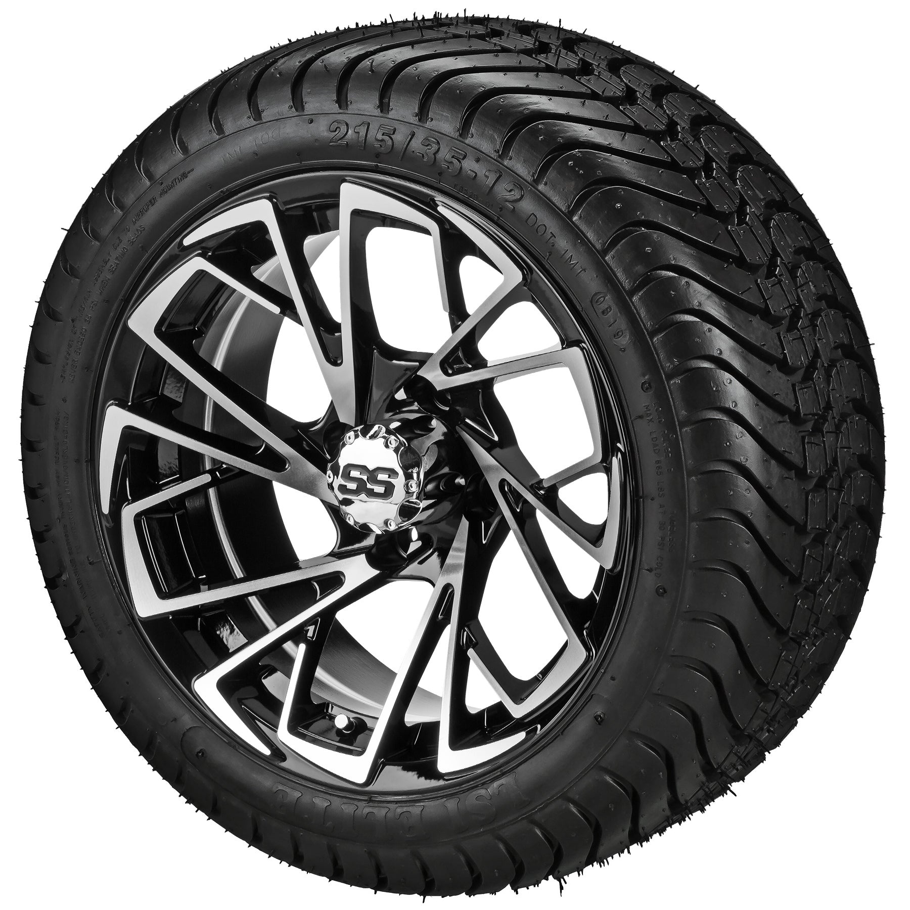 LSI 12' Stinger Black & Machined Wheel and Low Profile Tire Combo
