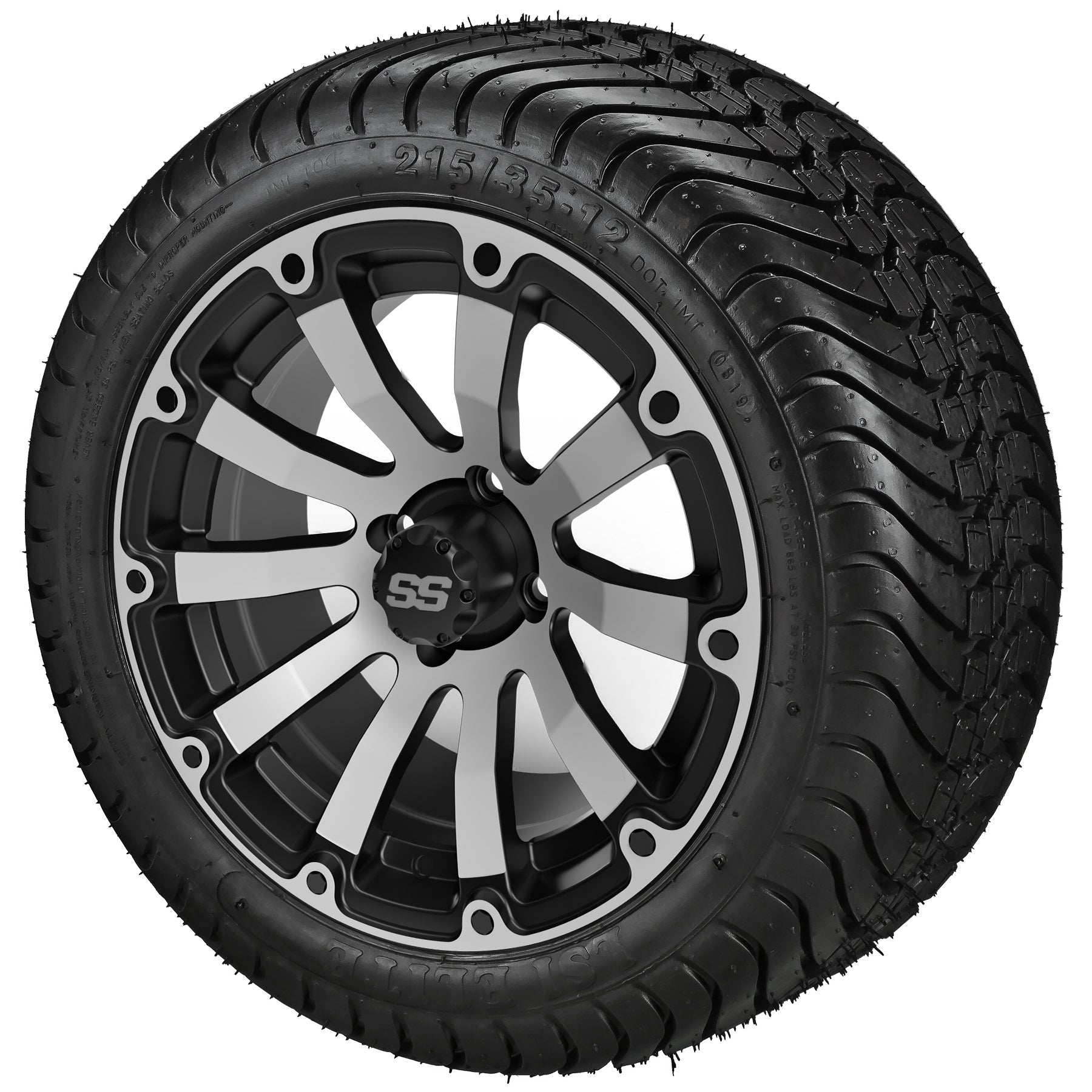 LSI 12' Beast Black & Machined Wheel and Low Profile Tire Combo