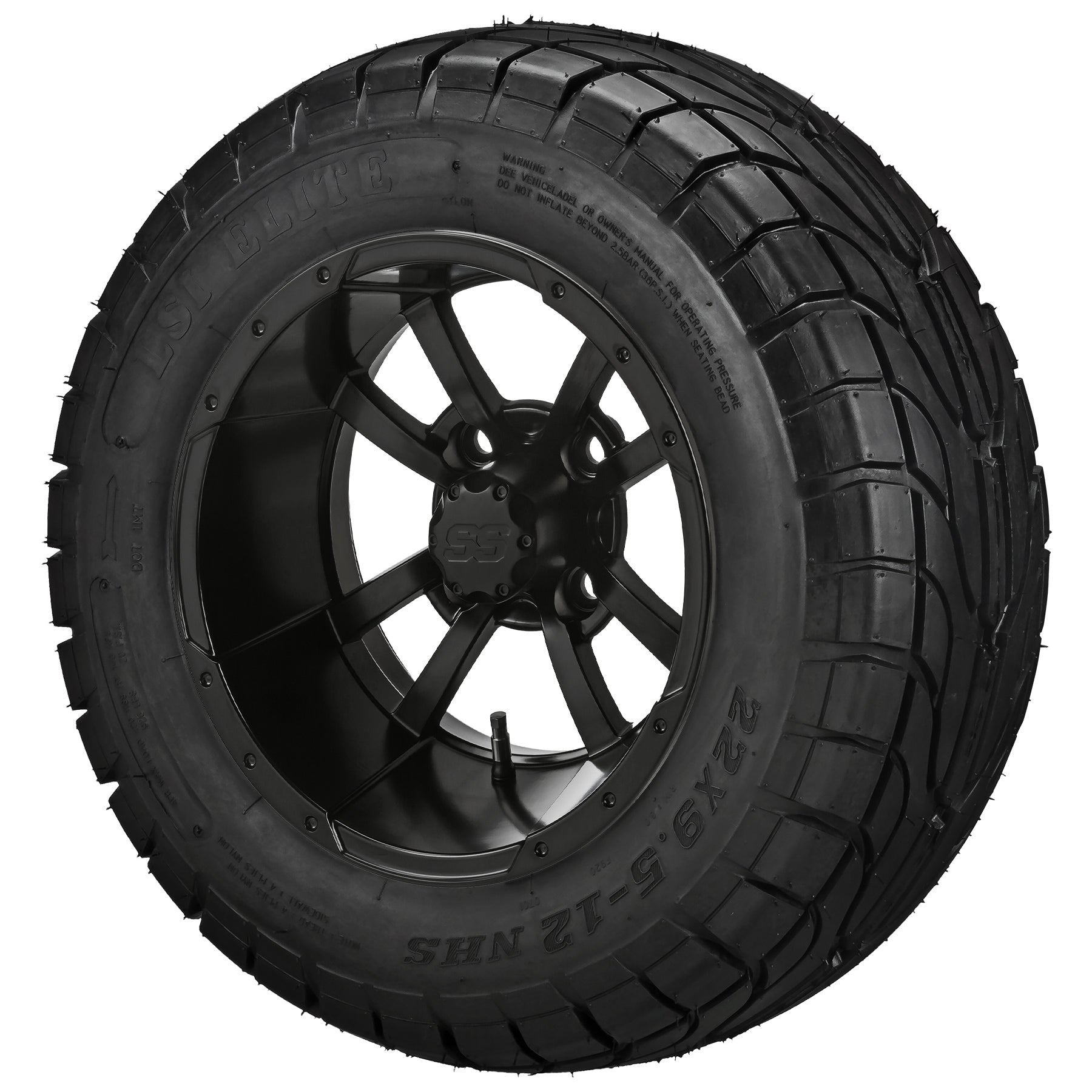 LSI 12' Maltese Cross Matte Black Wheel and Low Profile Tire Combo