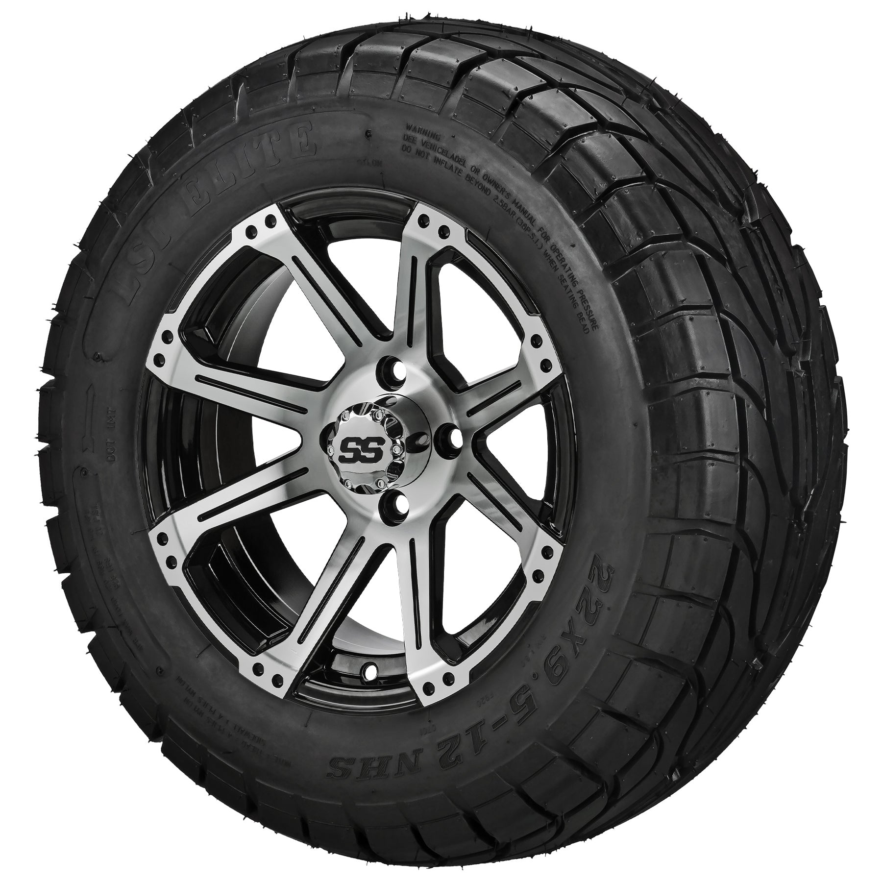 LSI 12' Rampage Black & Machined Wheel and Low Profile Tire Combo