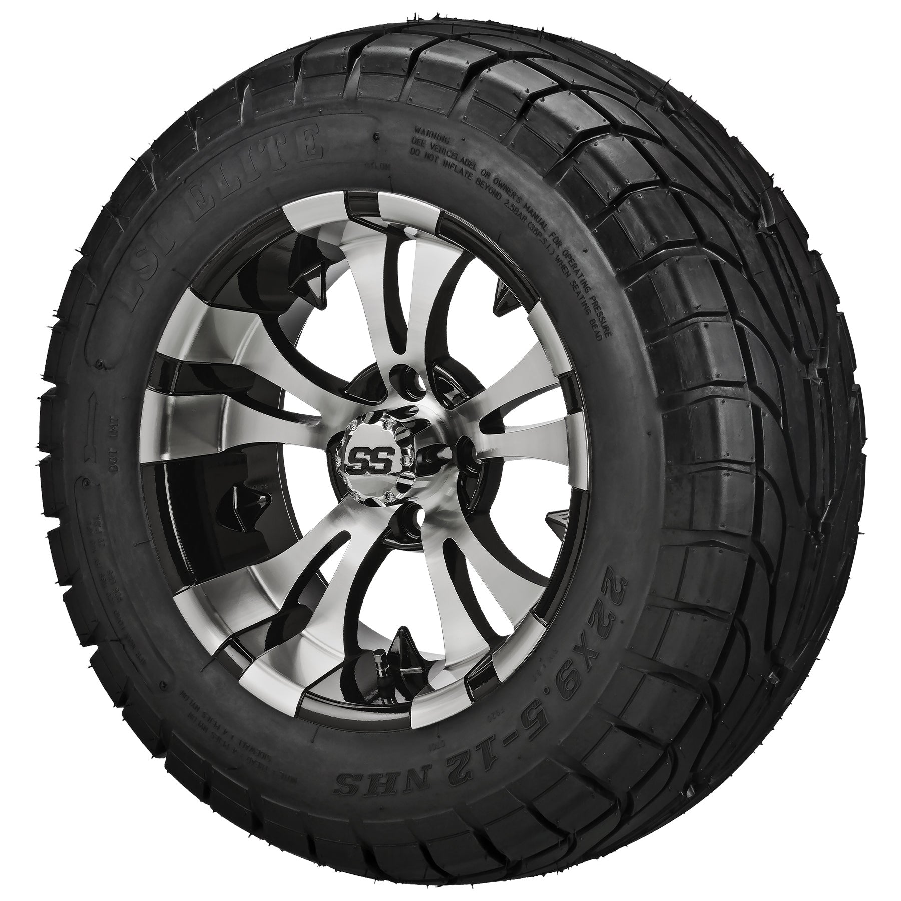 LSI 12' Warlock Black & Machined Wheel and Low Profile Tire Combo