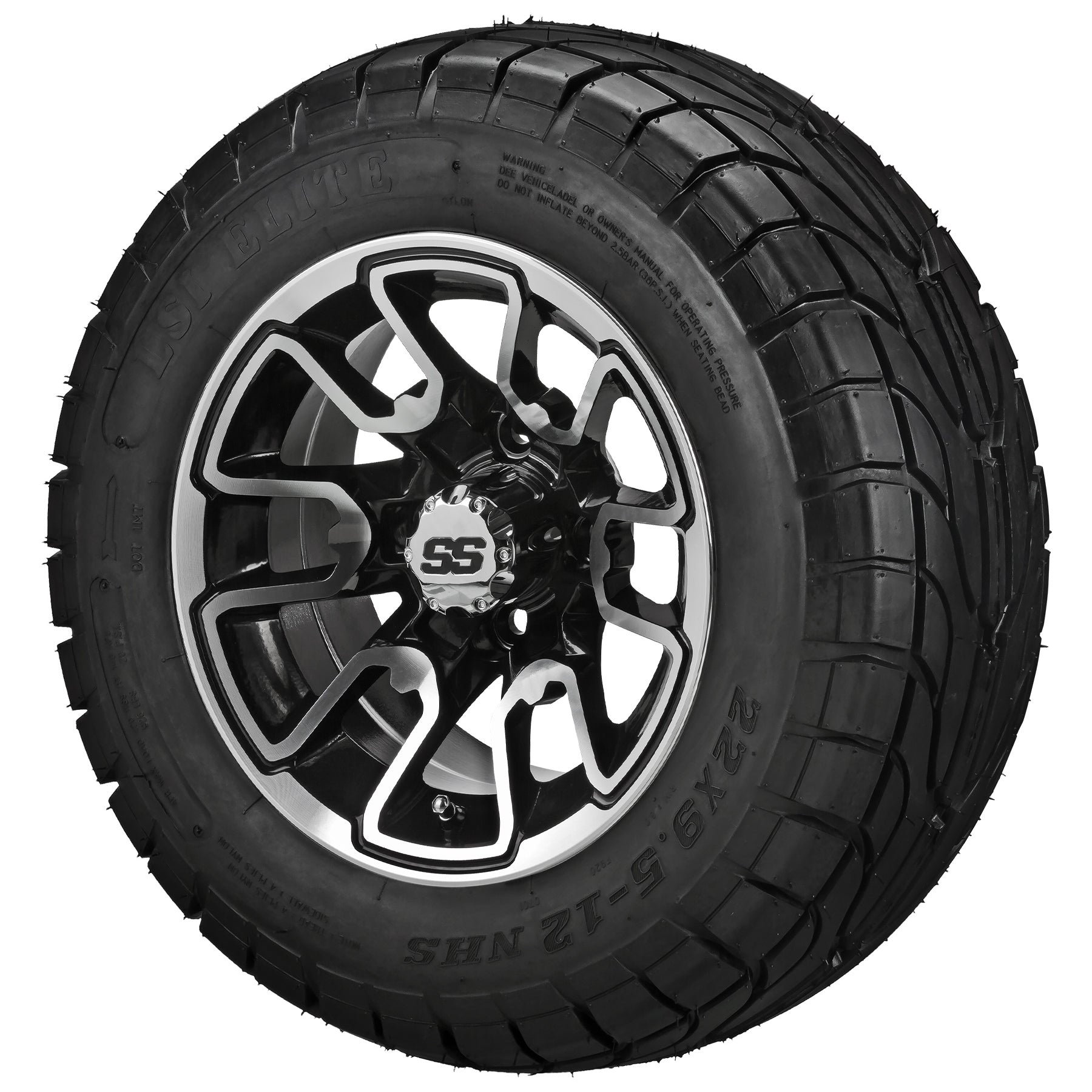LSI 12' Tombstone Black & Machined Wheel and Low Profile Tire Combo