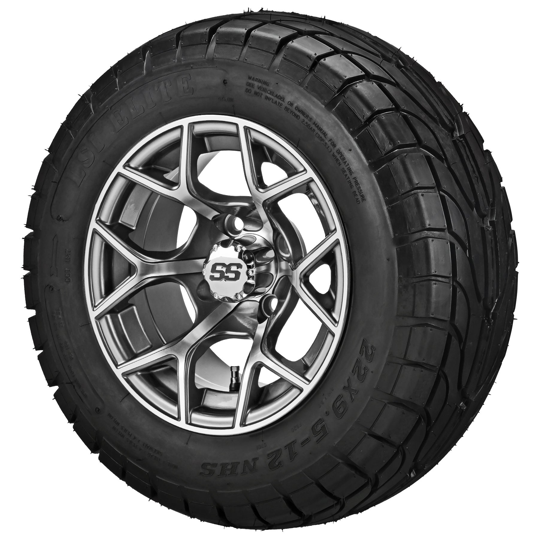 LSI 12' Ninja Gun Metal Gray & Machined Wheel and Low Profile Tire Combo