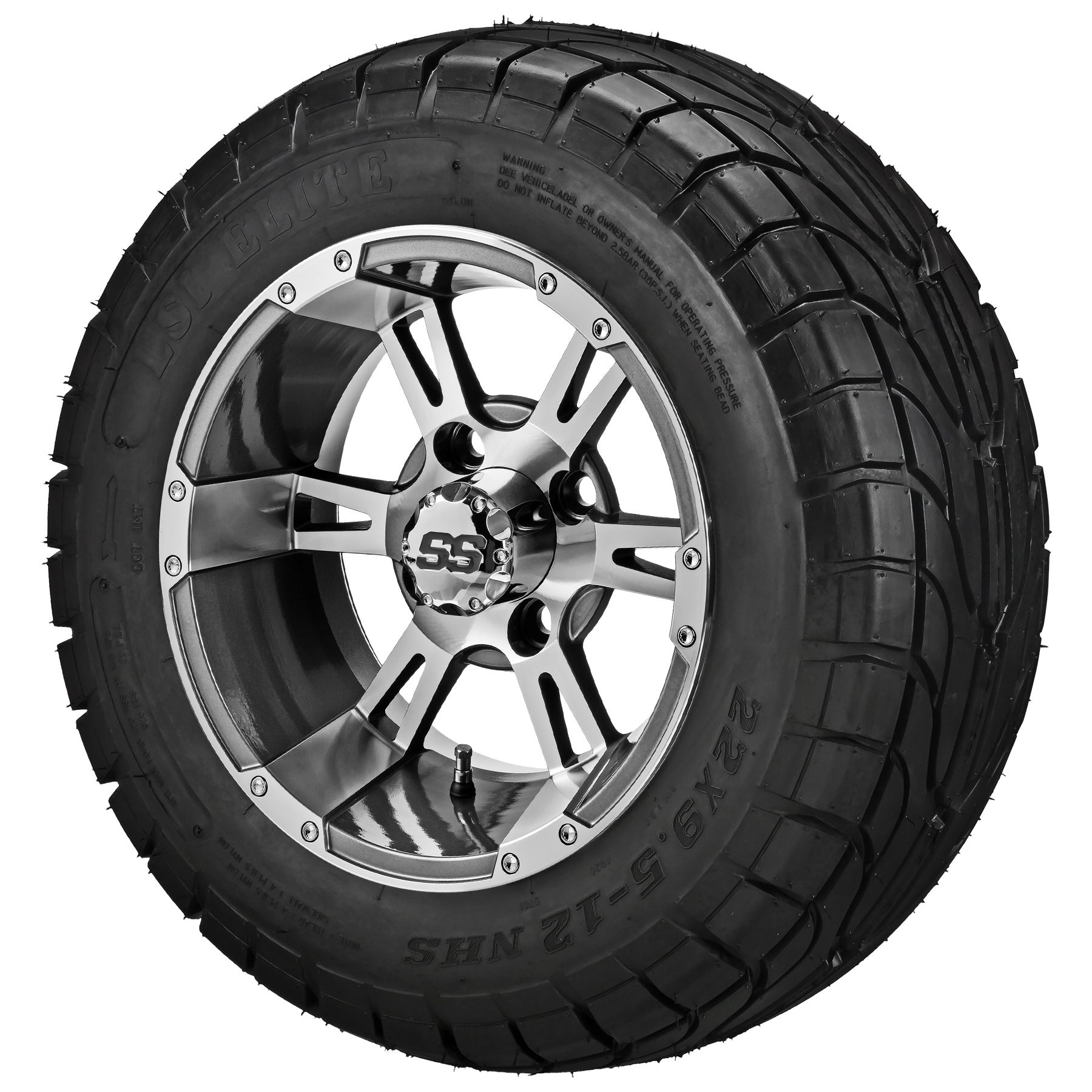 LSI 12' Raptor Gun Metal Gray & Machined Wheel and Low Profile Tire Combo
