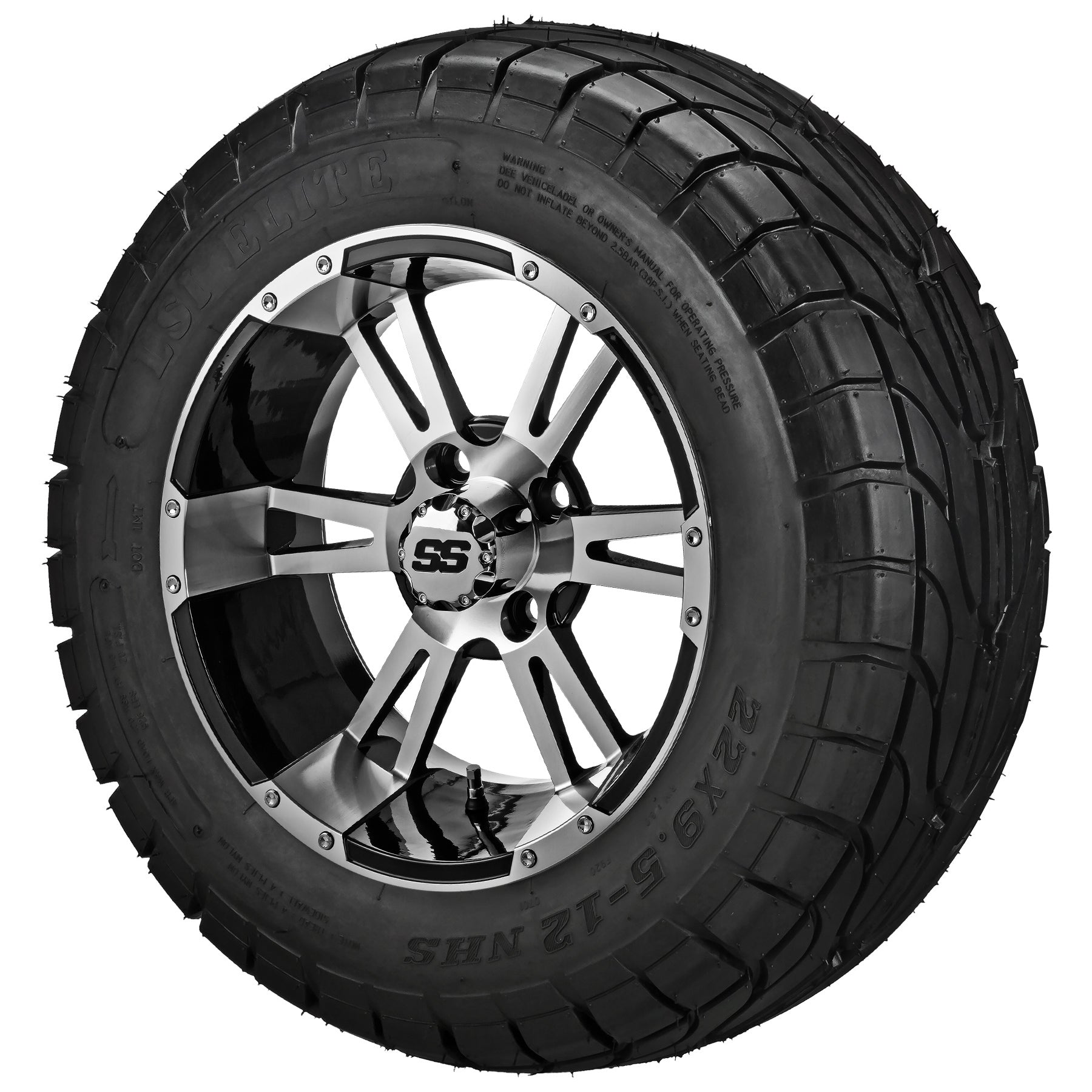 LSI 12' Raptor Black & Machined Wheel and Low Profile Tire Combo
