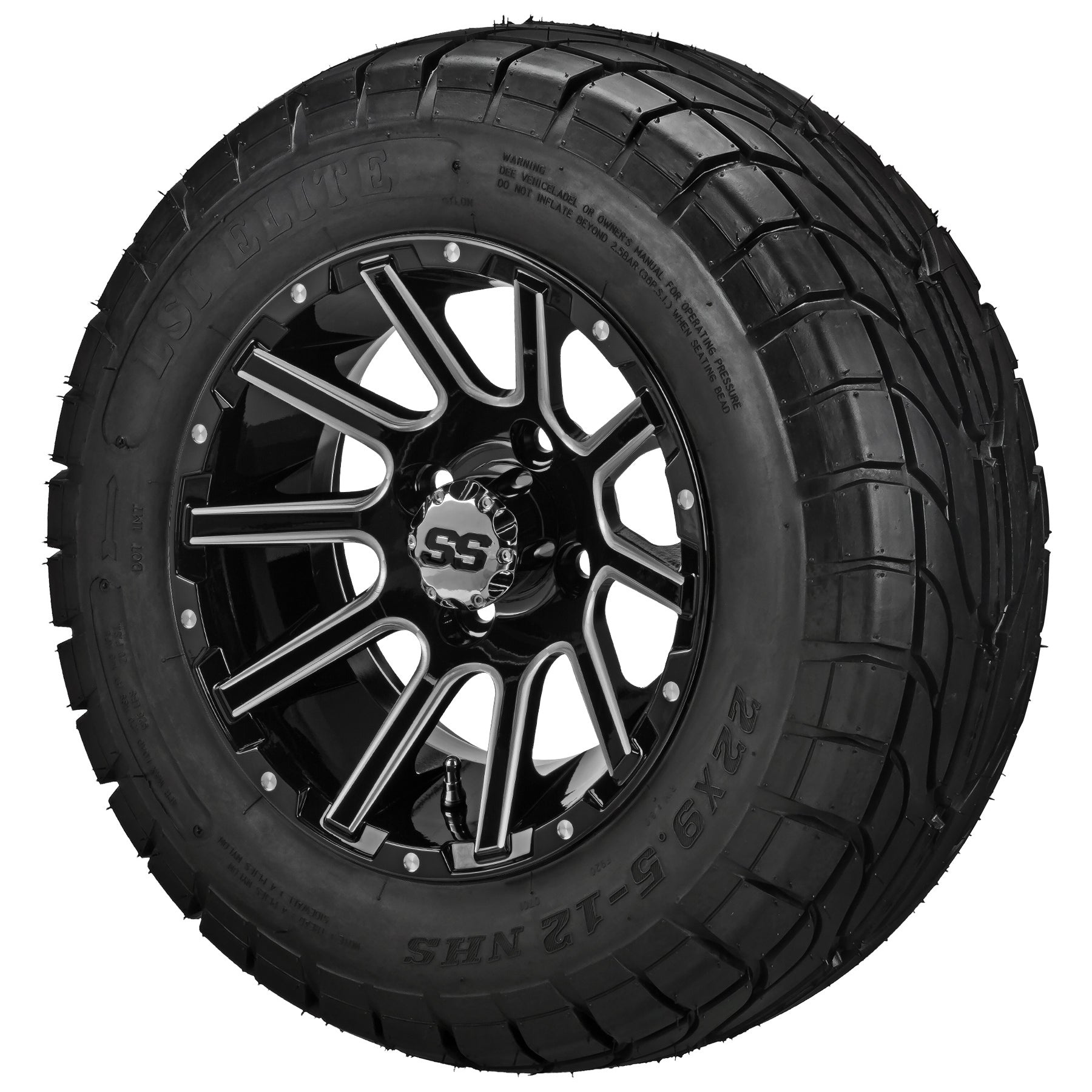 LSI 12' Venom Black & Machined Wheel and Low Profile Tire Combo