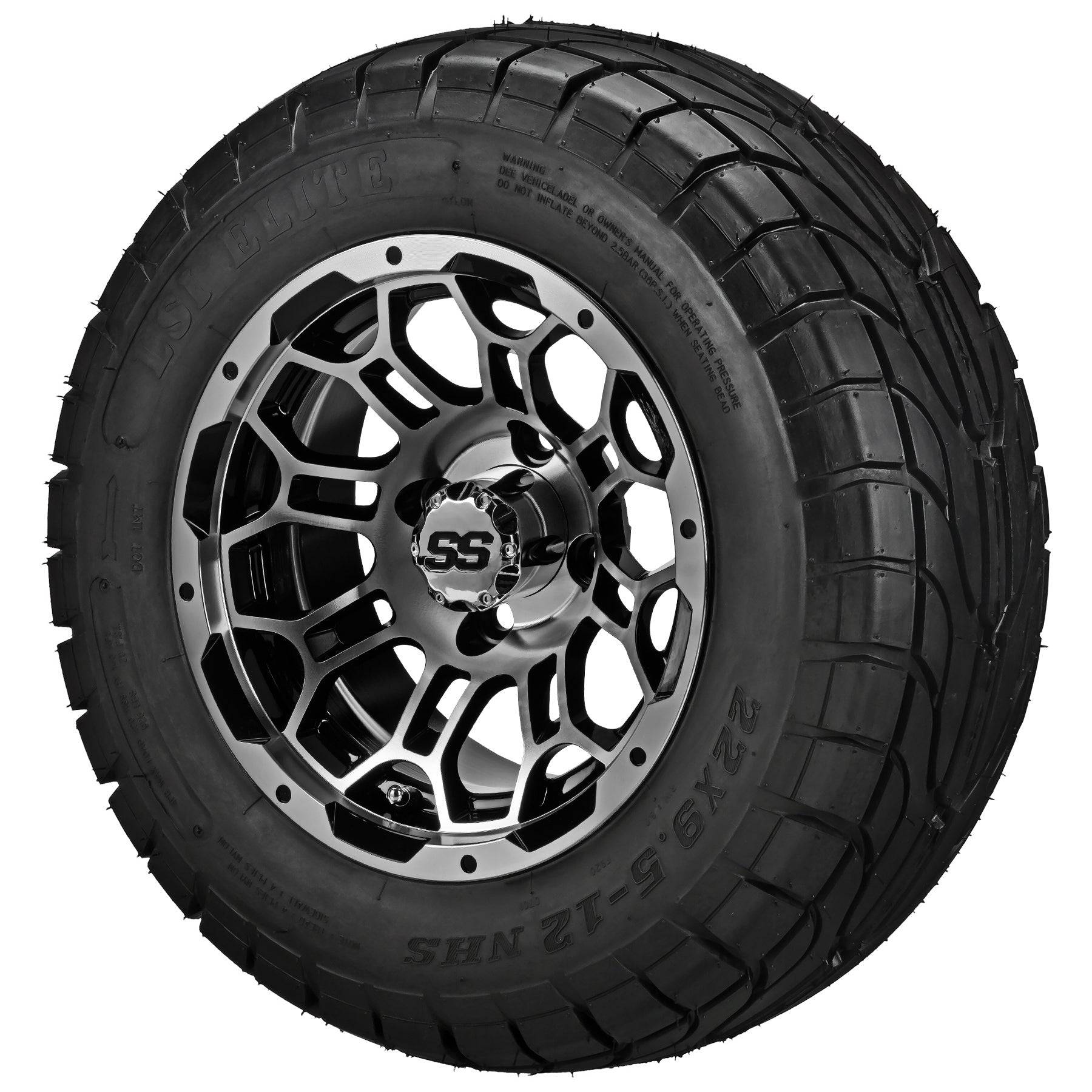 LSI 12' Hercules Black & Machined Wheel and Low Profile Tire Combo