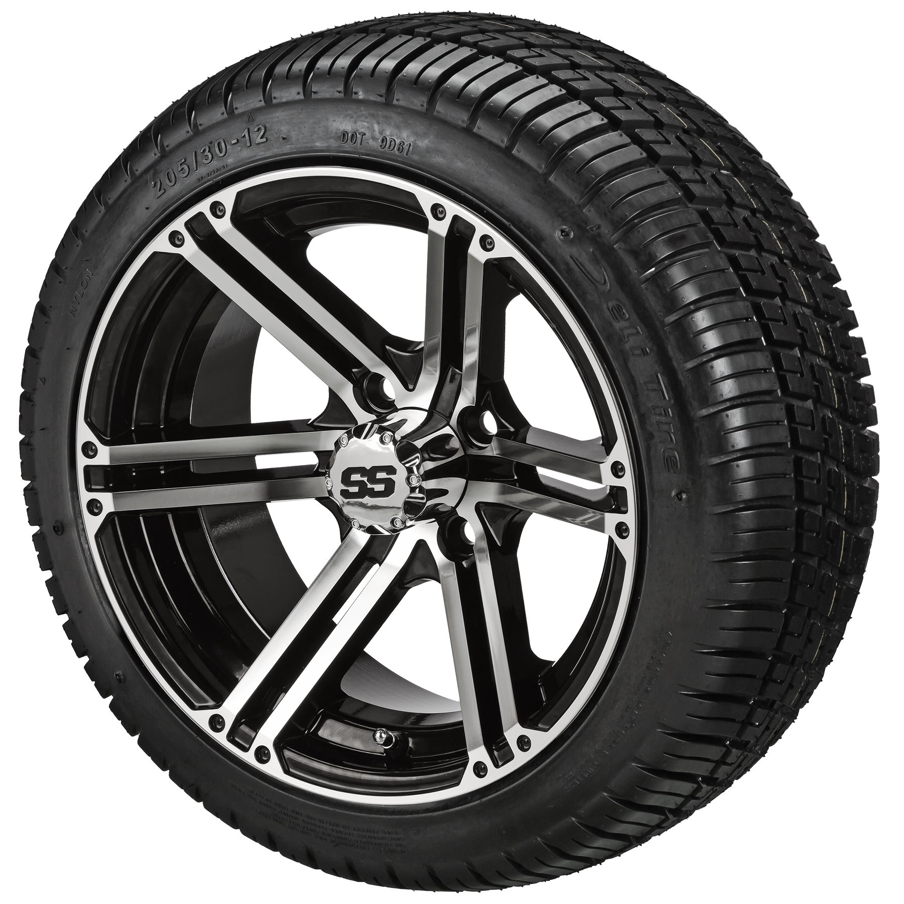 LSI 12' Yukon Black & Machined Wheel and Low Profile Tire Combo
