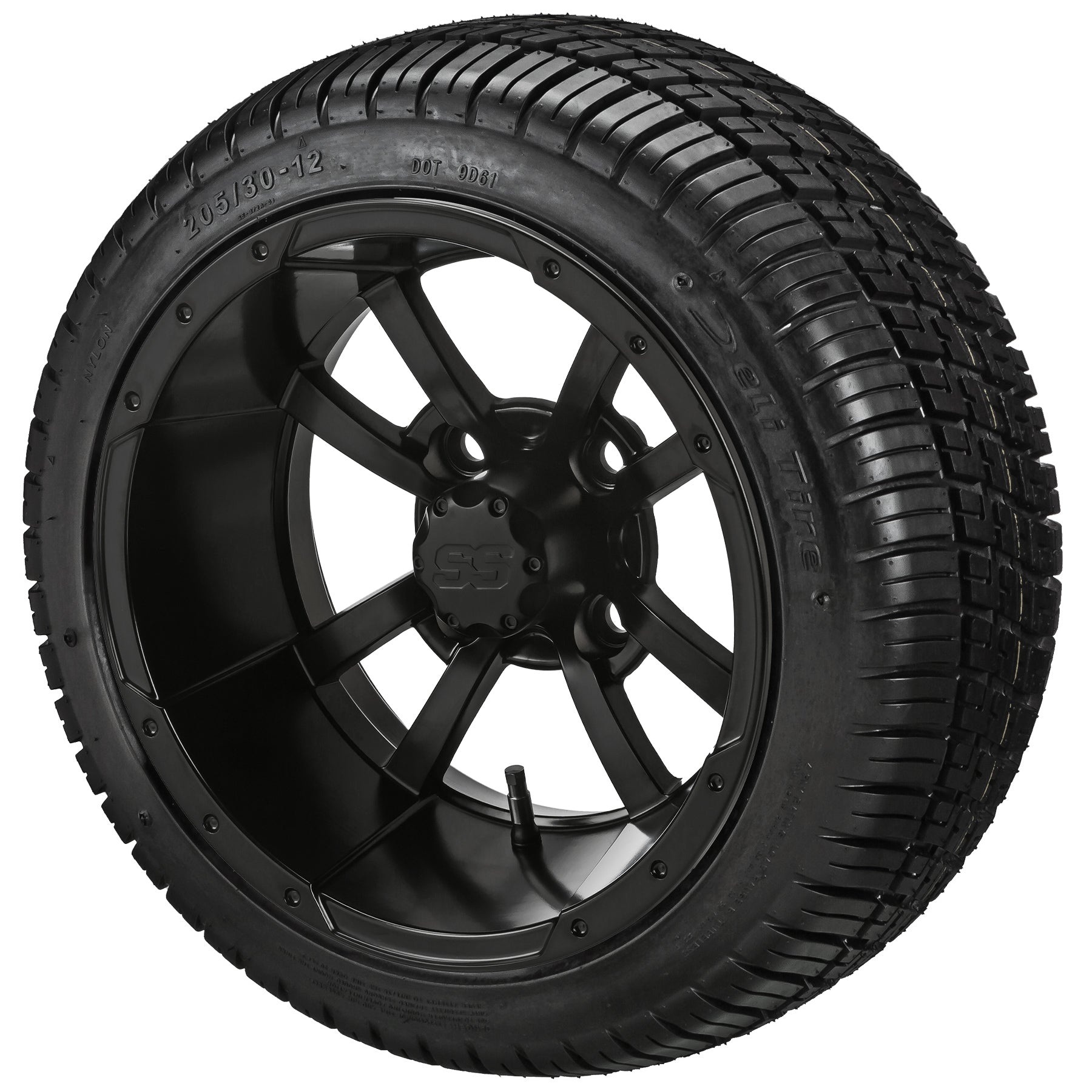 LSI 12' Maltese Cross Matte Black Wheel and Low Profile Tire Combo